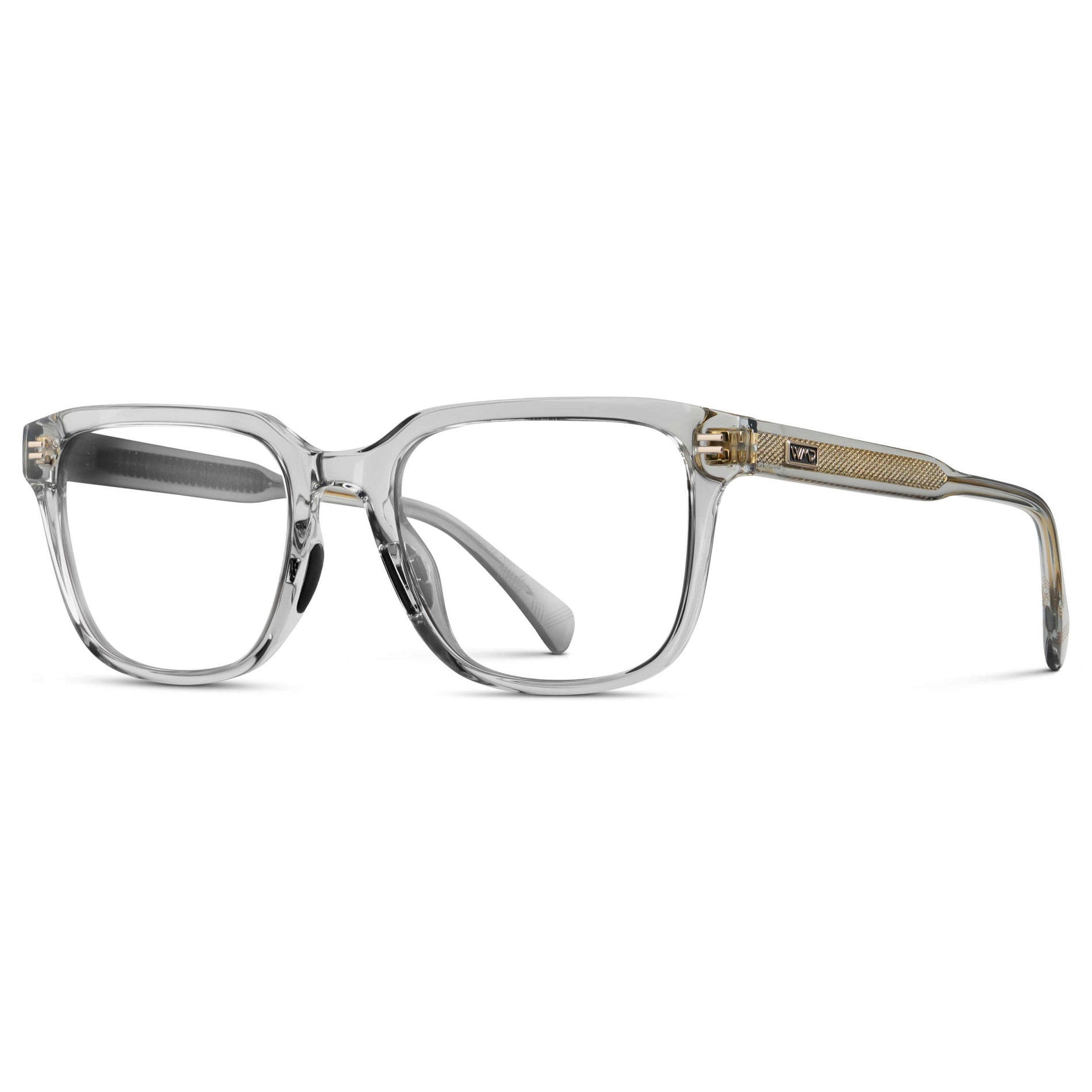Crystal Ice Grey || Men's Geometric Rectangular Eyeglasses with Crystal Ice Grey Clear Acetate Frame and Clear Prescription Lens
