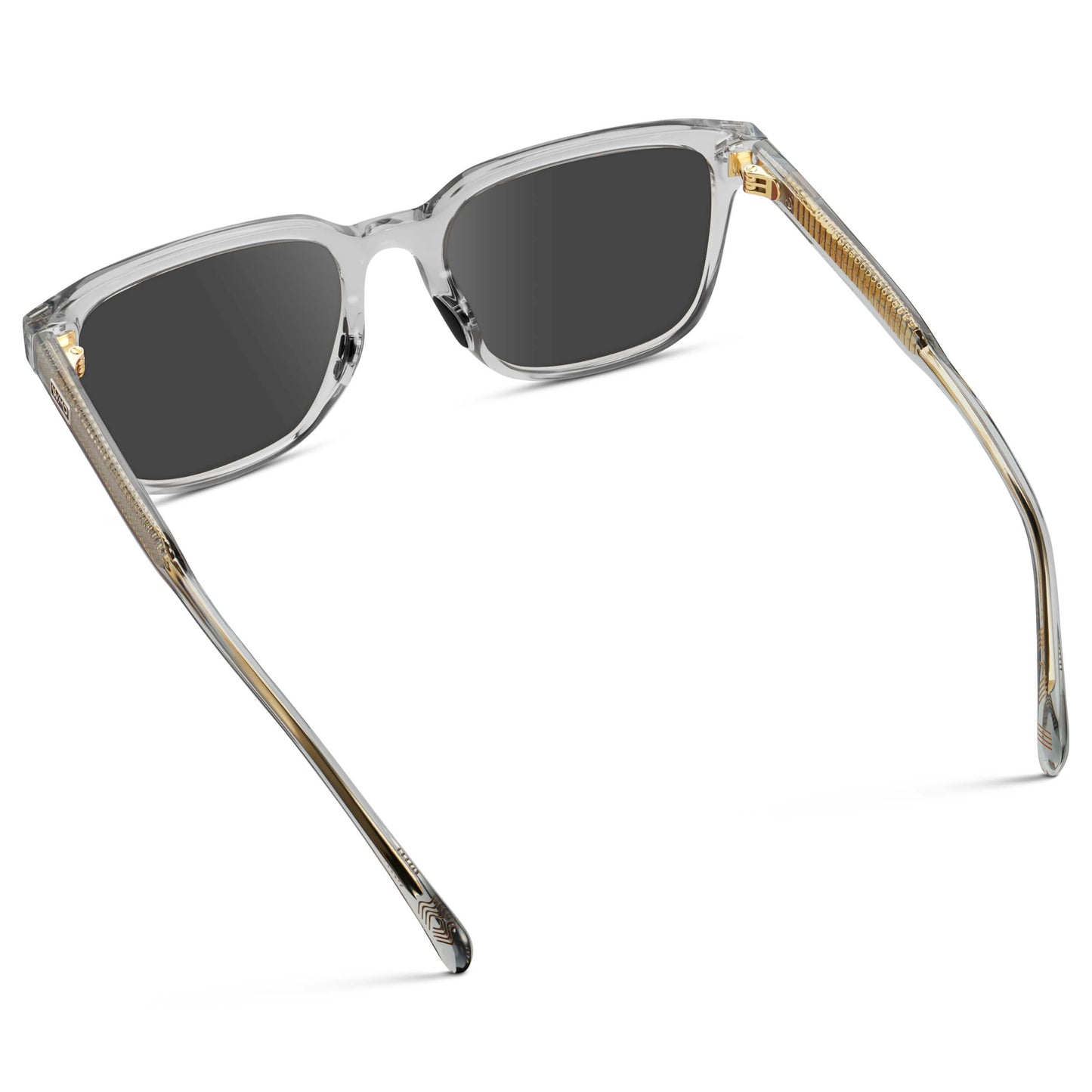 Crystal Ice Grey / Grey || Men's Geometric Rectangular Prescription Sunglasses with Crystal Ice Grey Clear Acetate Frame and Grey Lens