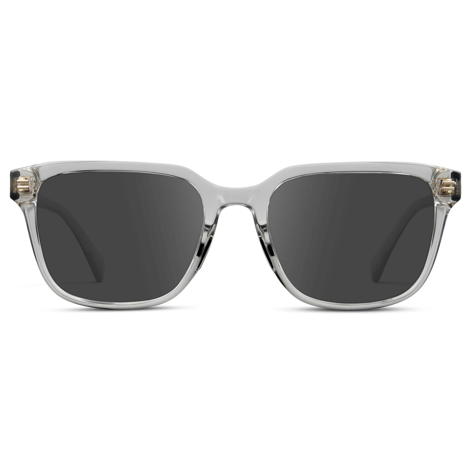 Crystal Ice Grey / Grey || Men's Geometric Rectangular Prescription Sunglasses with Crystal Ice Grey Clear Acetate Frame and Grey Lens