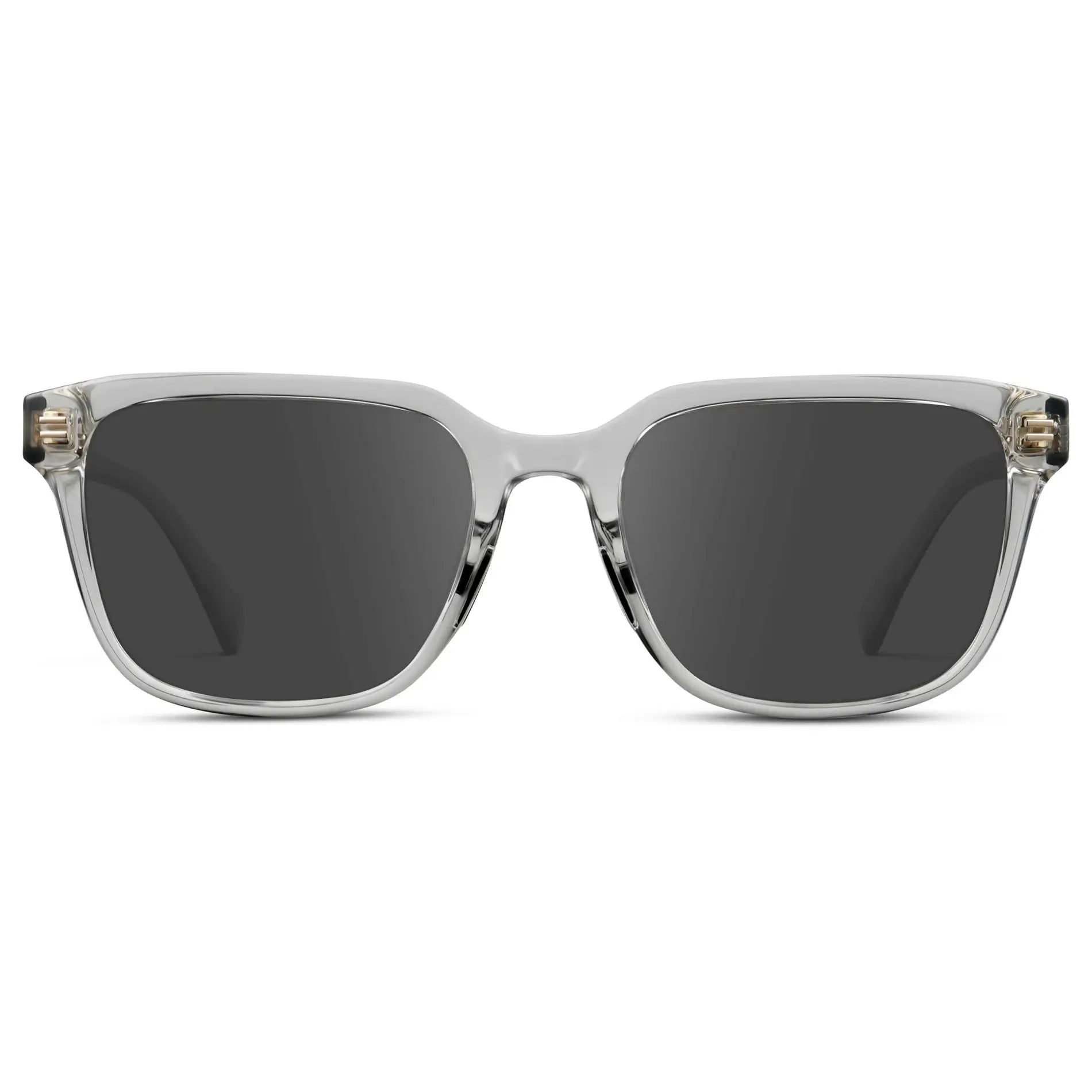 Crystal Ice Grey / Grey || Men's Geometric Rectangular Prescription Sunglasses with Crystal Ice Grey Clear Acetate Frame and Grey Lens