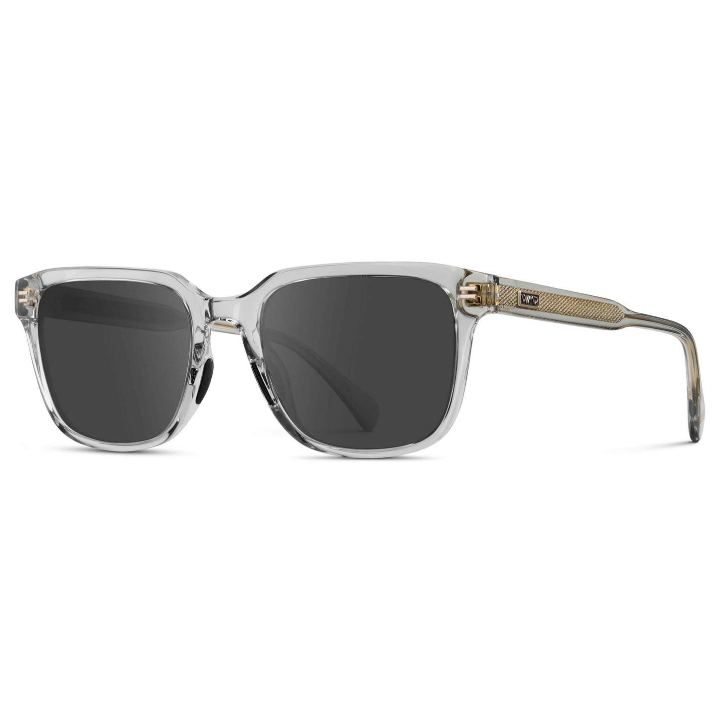 Crystal Ice Grey / Grey || Men's Geometric Rectangular Prescription Sunglasses with Crystal Ice Grey Clear Acetate Frame and Grey Lens