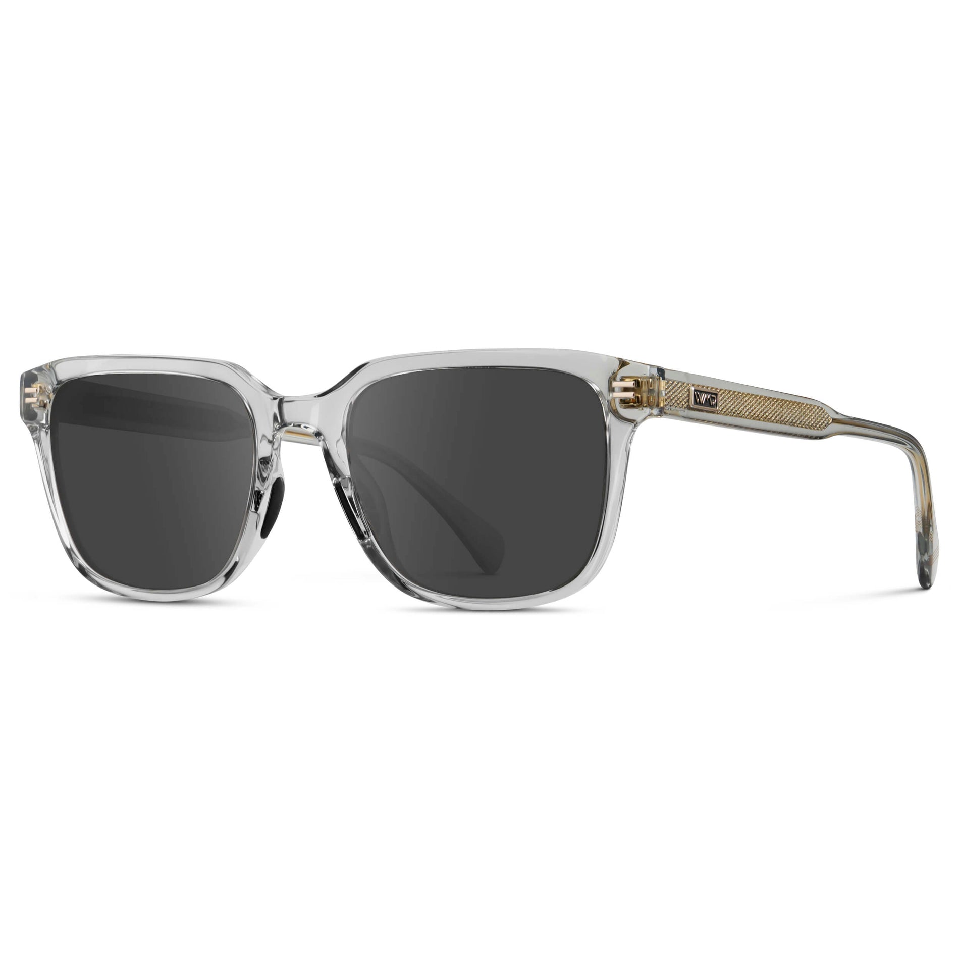 Crystal Ice Grey / Grey || Men's Geometric Rectangular Prescription Sunglasses with Crystal Ice Grey Clear Acetate Frame and Grey Lens
