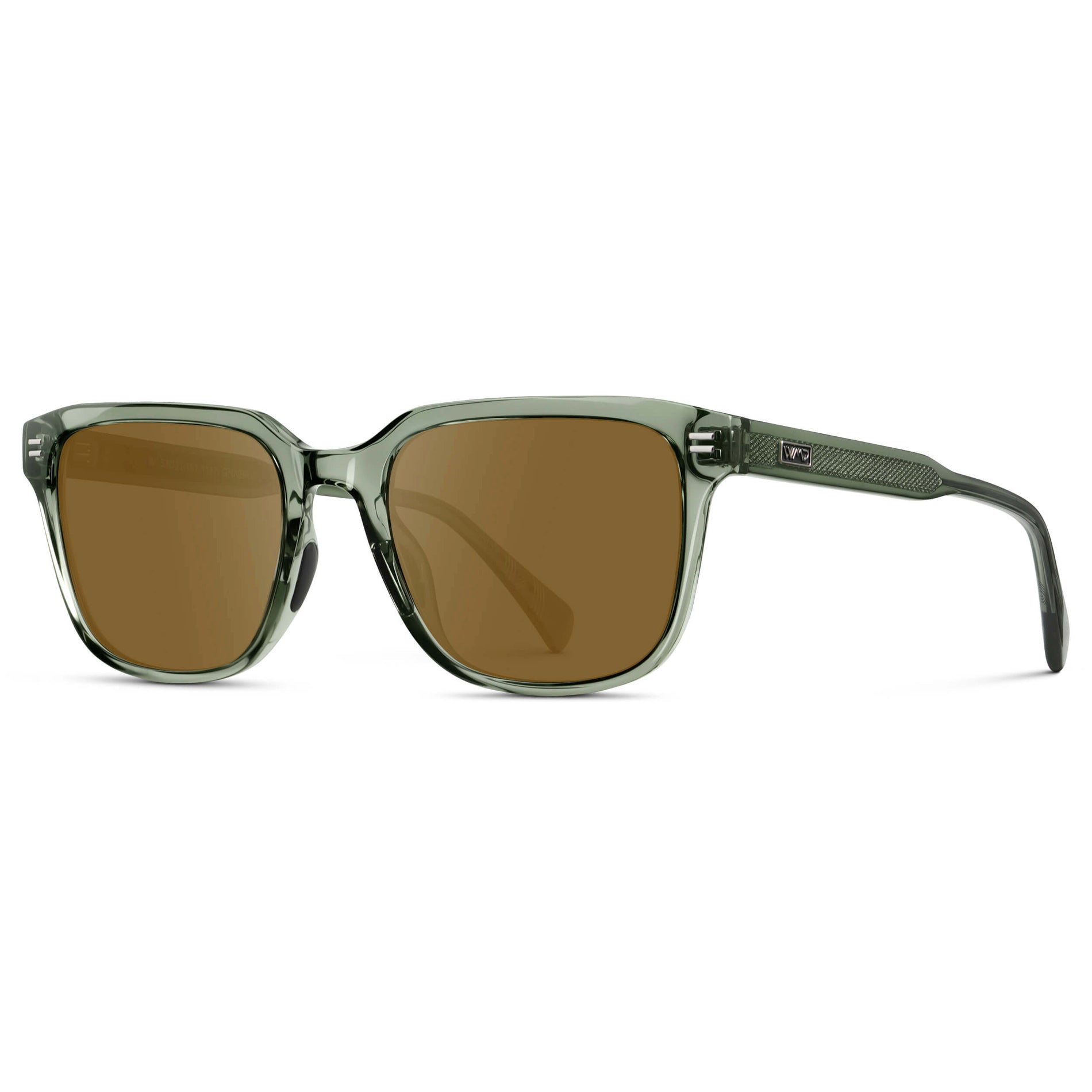Crystal Agave Green / Amber || Men's Geometric Rectangular Prescription Sunglasses with Crystal Agave Green Acetate Frame and Amber Lens