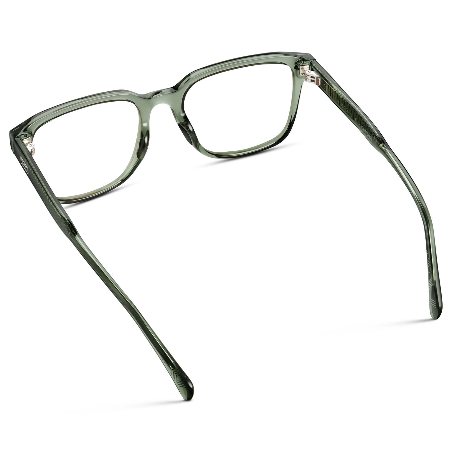 Crystal Agave Green || Men's Geometric Rectangular Eyeglasses with Crystal Agave Green Acetate Frame and Clear Prescription Lens