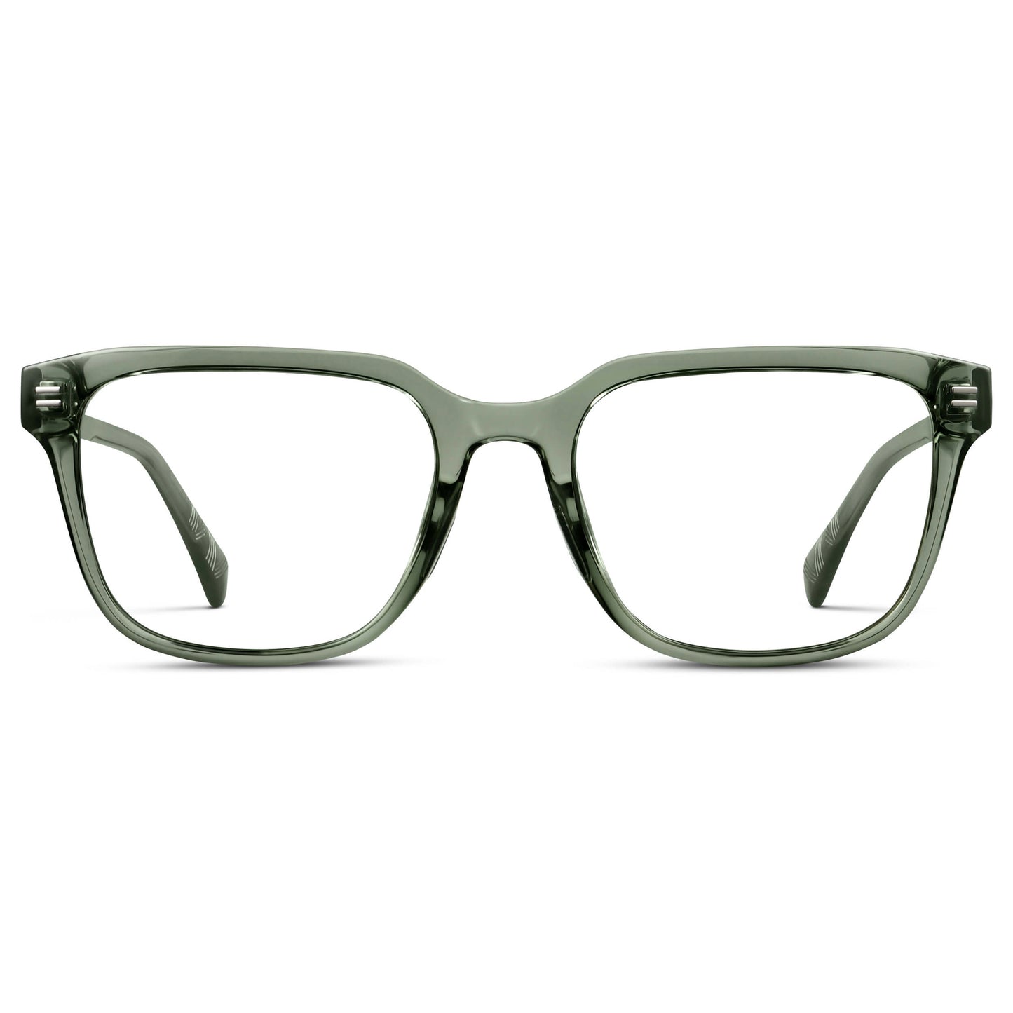 Crystal Agave Green || Men's Geometric Rectangular Eyeglasses with Crystal Agave Green Acetate Frame and Clear Prescription Lens