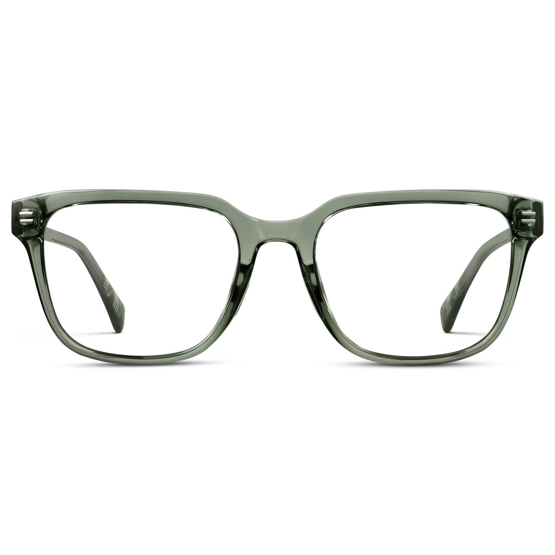 Crystal Agave Green || Men's Geometric Rectangular Eyeglasses with Crystal Agave Green Acetate Frame and Clear Prescription Lens