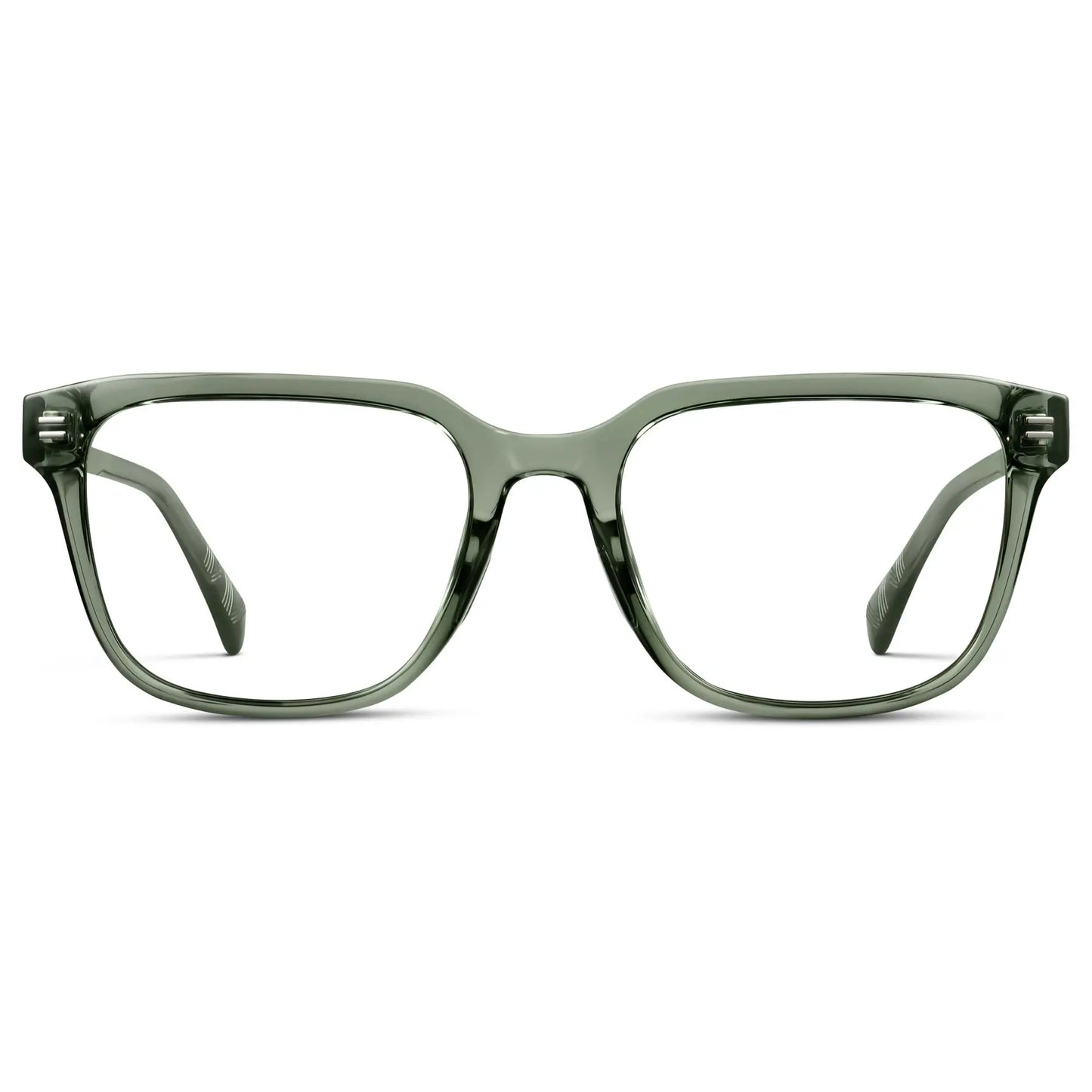 Crystal Agave Green || Men's Geometric Rectangular Eyeglasses with Crystal Agave Green Acetate Frame and Clear Prescription Lens on a white background