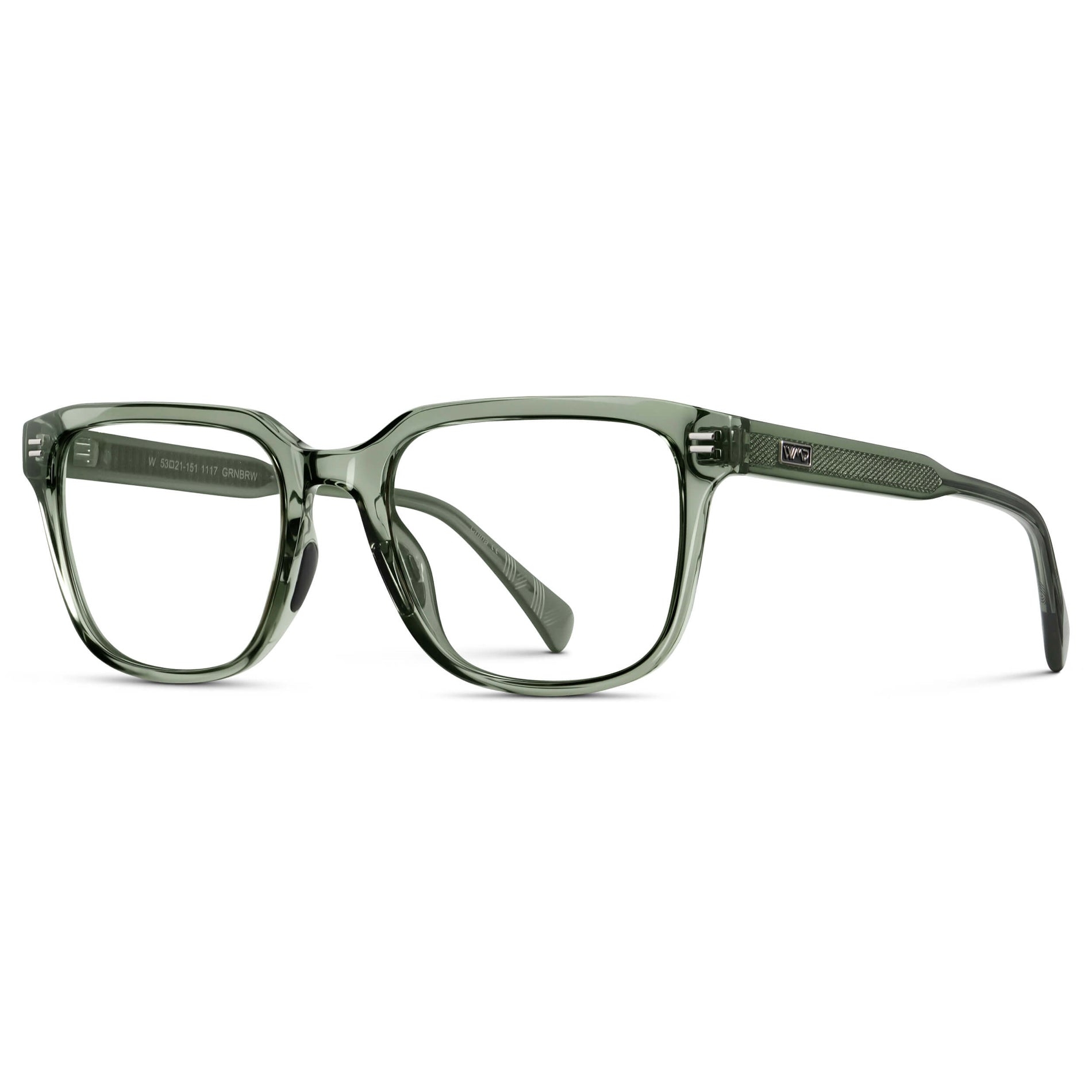 Crystal Agave Green || Men's Geometric Rectangular Eyeglasses with Crystal Agave Green Acetate Frame and Clear Prescription Lens