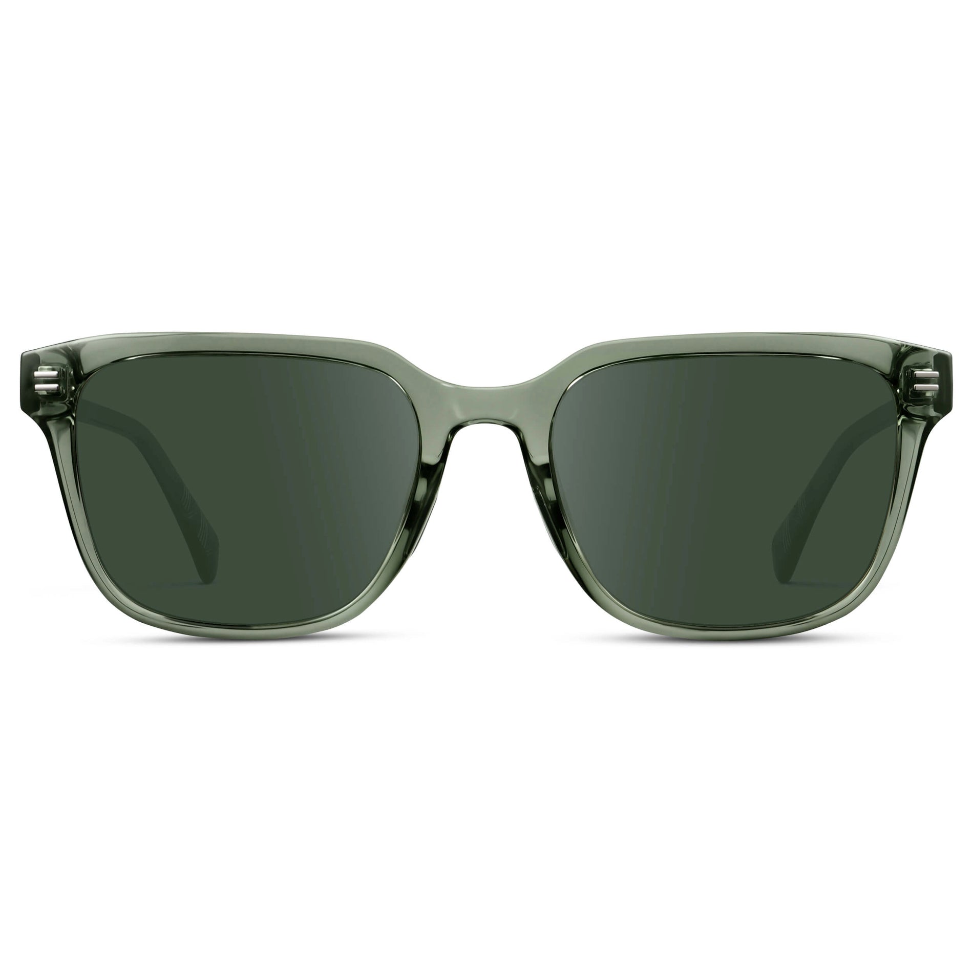 Crystal Agave Green / G15 || Men's Geometric Rectangular Prescription Sunglasses with Crystal Agave Green Acetate Frame and Green Lens