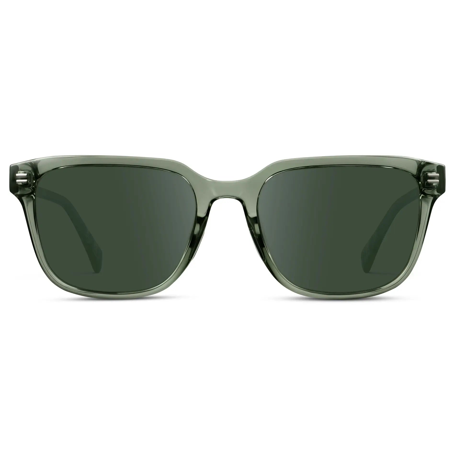 Crystal Agave Green / G15 || Men's Geometric Rectangular Prescription Sunglasses with Crystal Agave Green Acetate Frame and Green Lens
