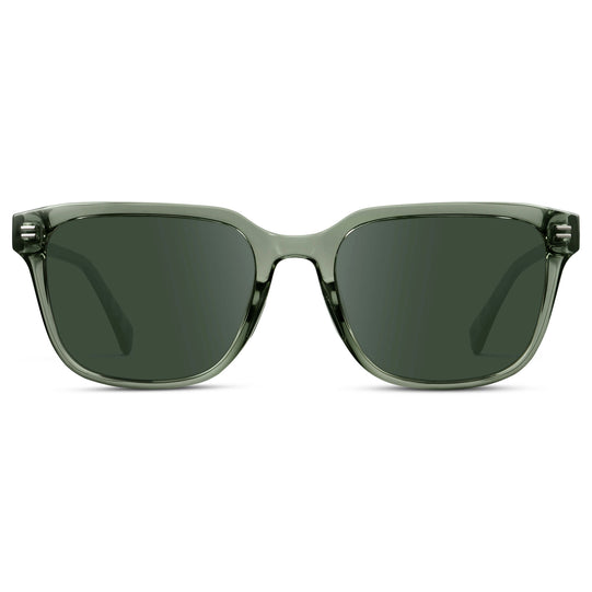 Crystal Agave Green / G15 || Men's Geometric Rectangular Prescription Sunglasses with Crystal Agave Green Acetate Frame and Green Lens