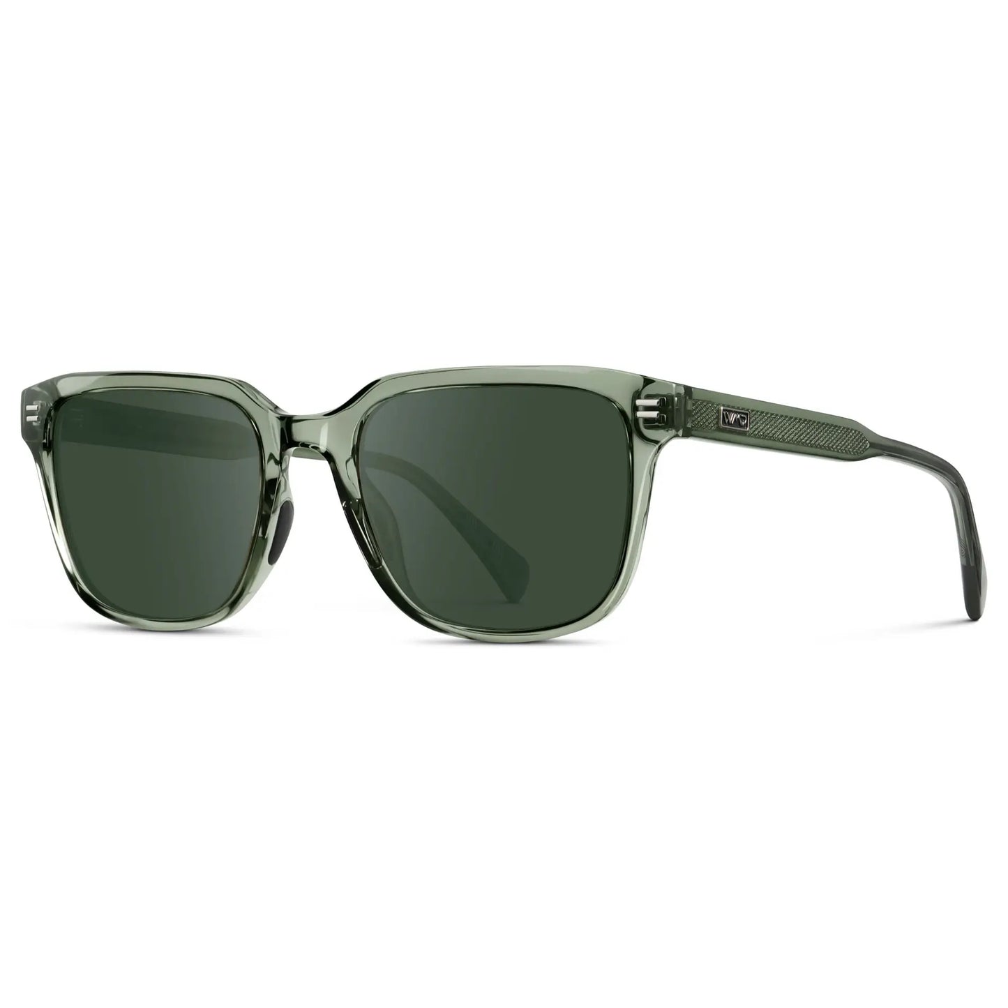 Crystal Agave Green / G15 || Men's Geometric Rectangular Prescription Sunglasses with Crystal Agave Green Acetate Frame and Green Lens