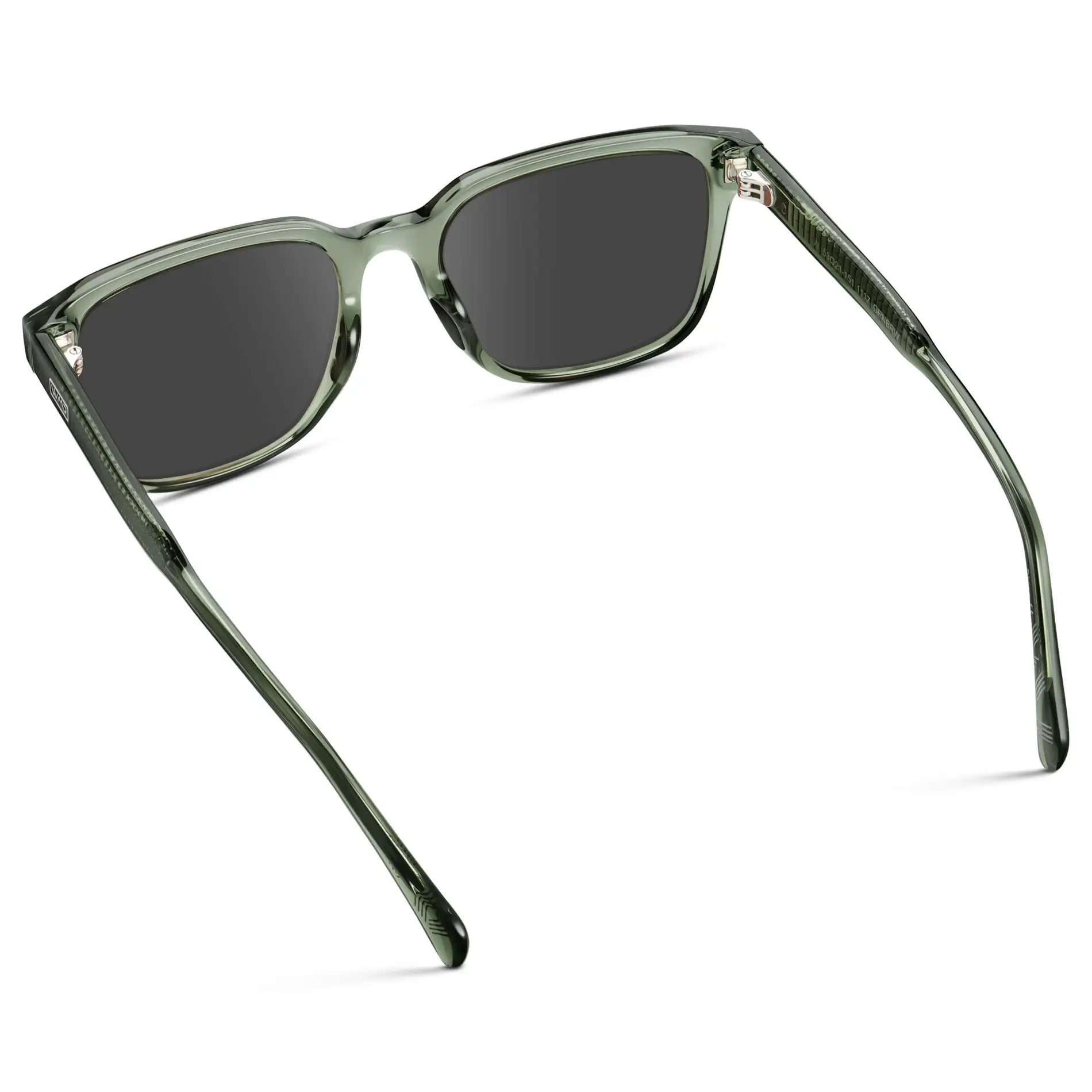 Crystal Agave Green / Grey || Men's Geometric Rectangular Prescription Sunglasses with Crystal Agave Green Acetate Frame and Grey Lens