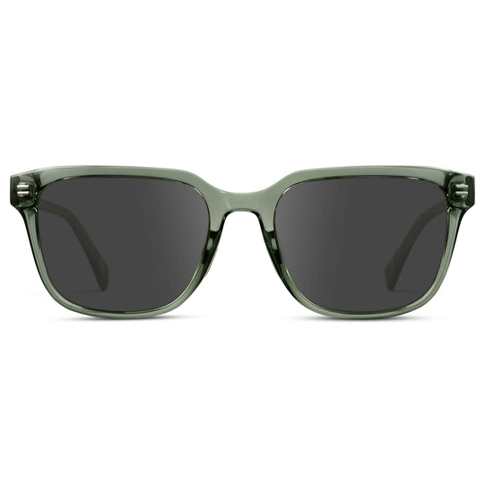 Crystal Agave Green / Grey || Men's Geometric Rectangular Prescription Sunglasses with Crystal Agave Green Acetate Frame and Grey Lens