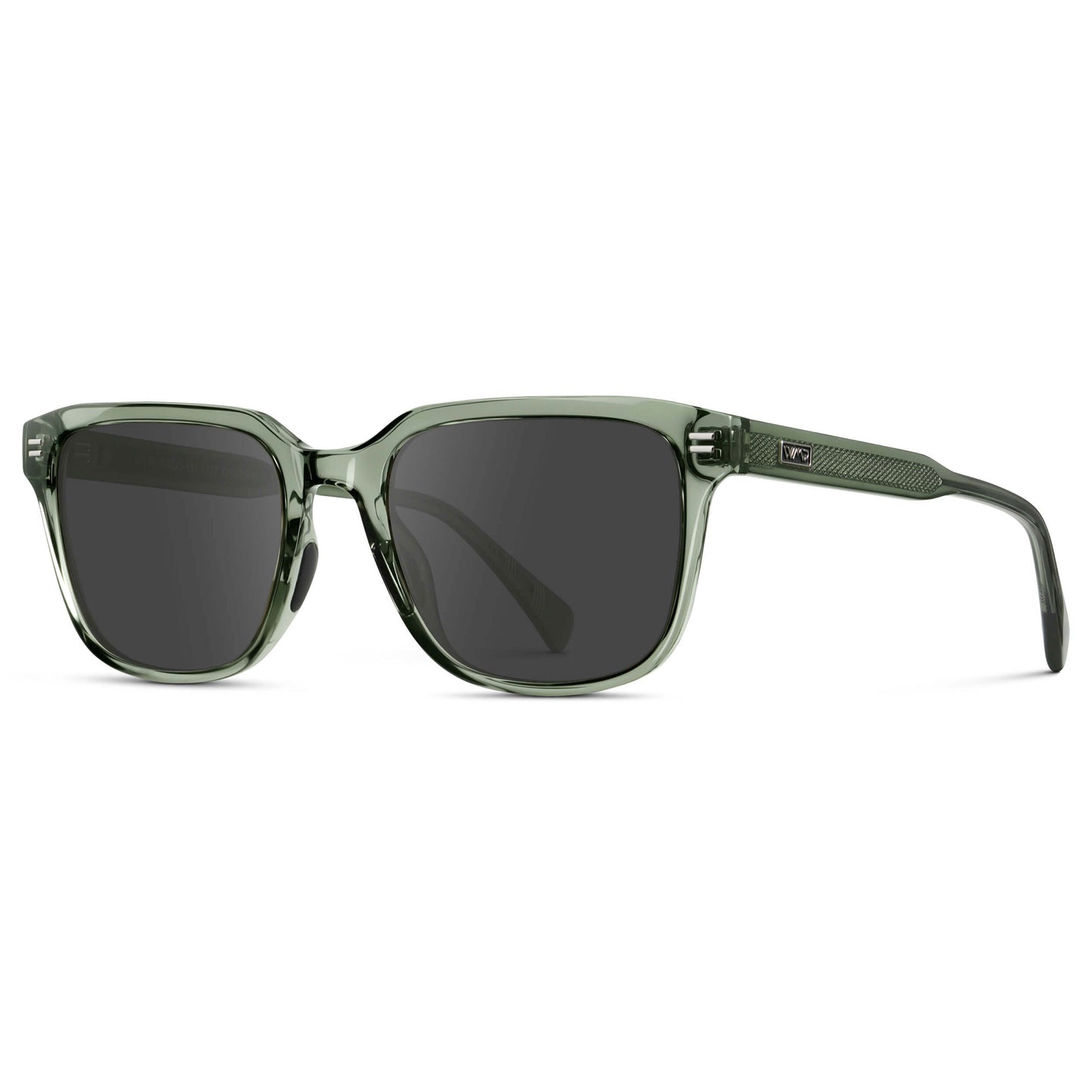 Crystal Agave Green / Grey || Men's Geometric Rectangular Prescription Sunglasses with Crystal Agave Green Acetate Frame and Grey Lens