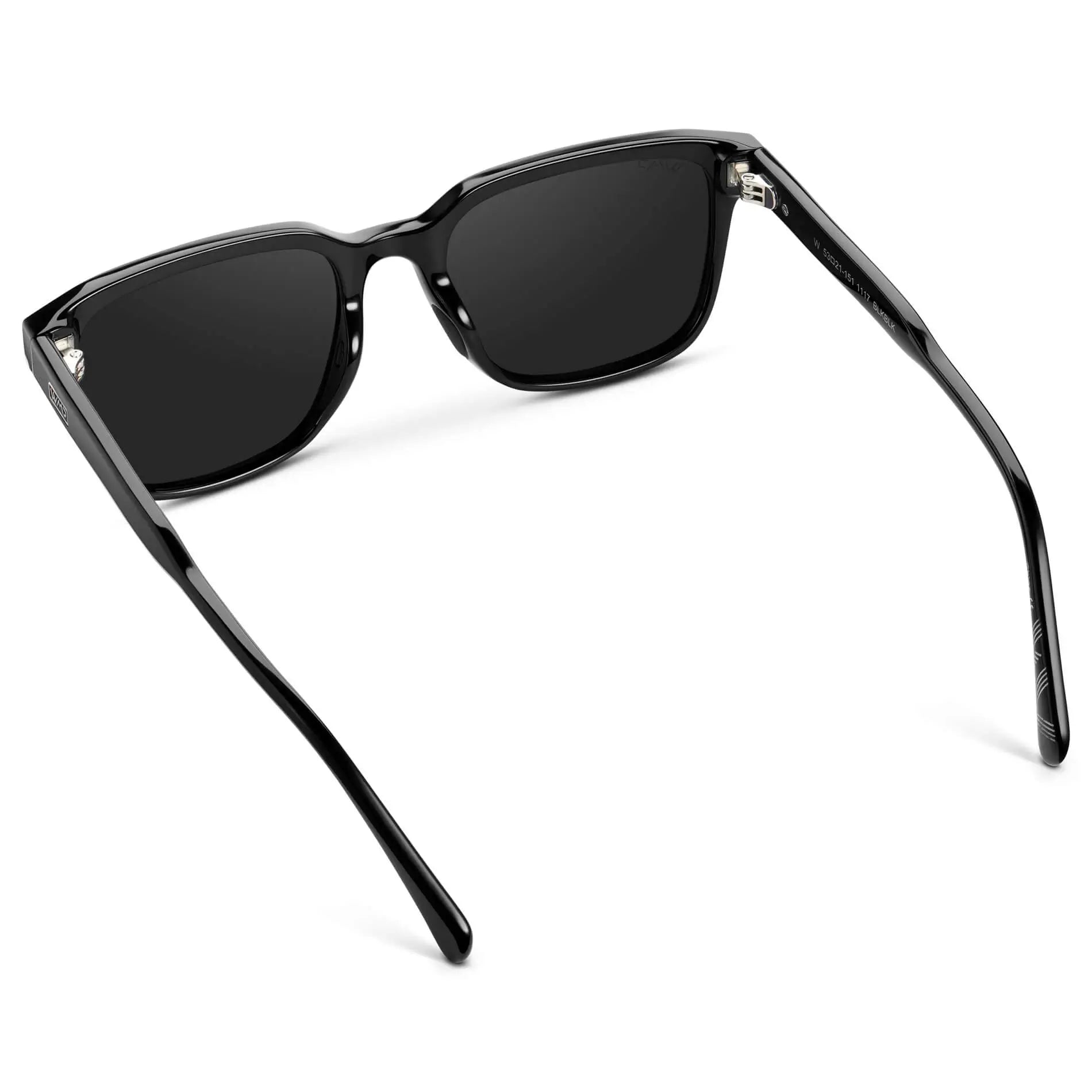 Black / Black Lens || Men's Geometric Rectangular Non-Slip Golf Sunglasses with Black Acetate Frame and Black Polarized Oleophobic Lens