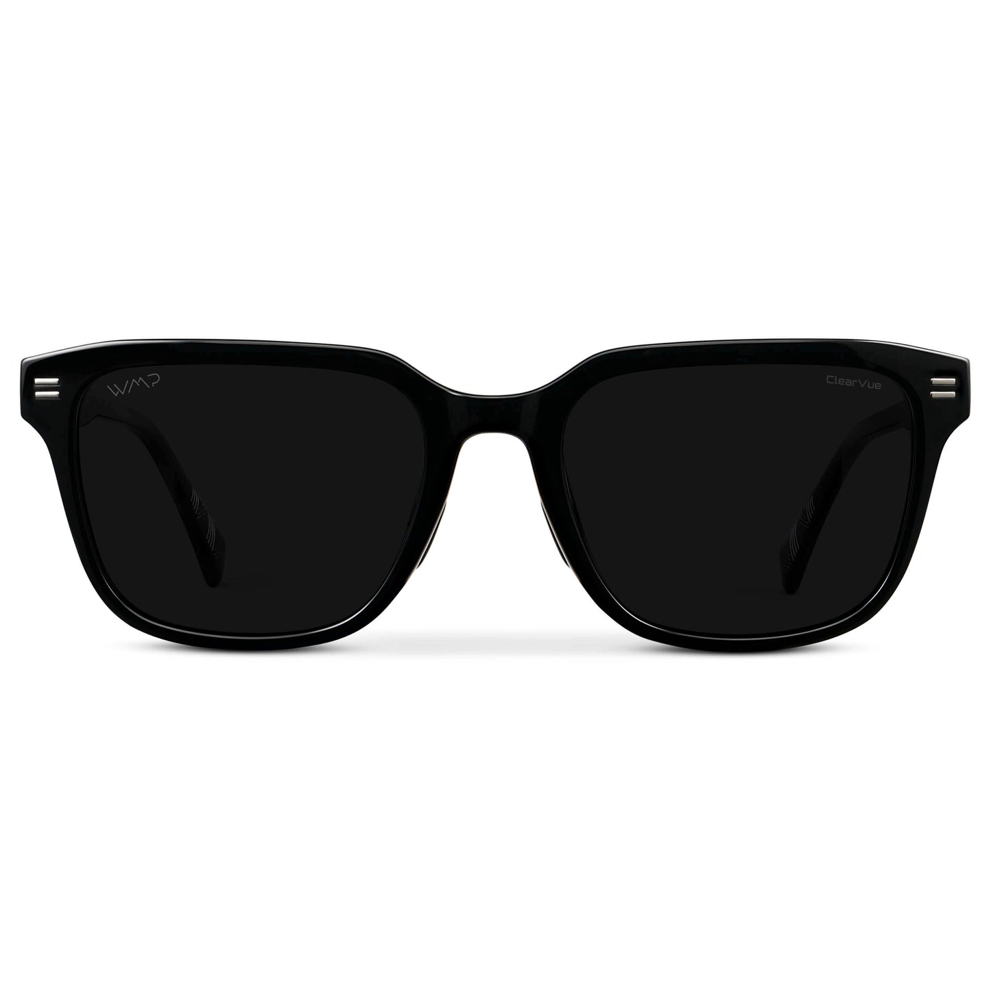 Black / Triple Black Lens || Men's Geometric Rectangular Non-Slip Golf Sunglasses with Black Acetate Frame and Triple Black Polarized Oleophobic Lens