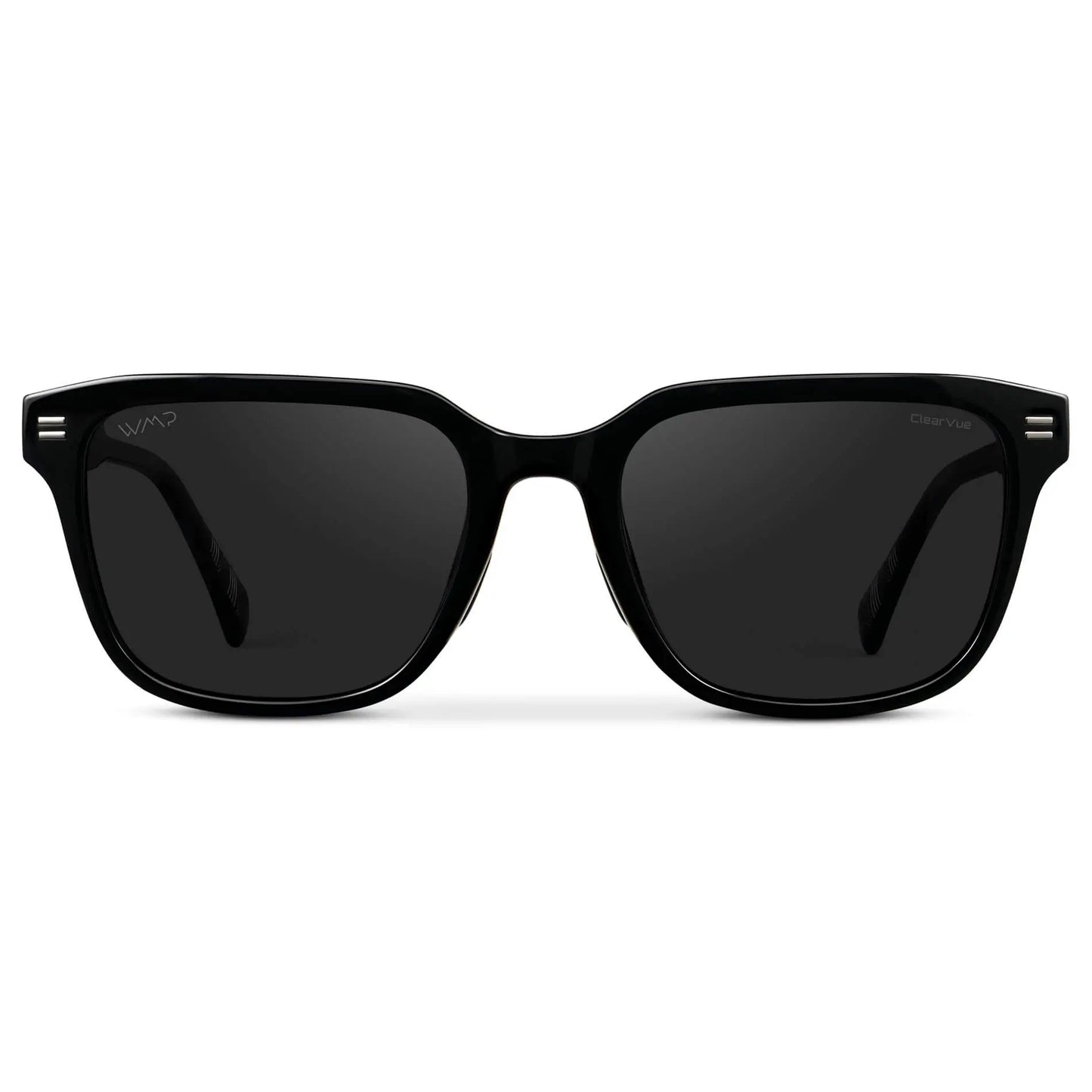 Black / Black Lens || Men's Geometric Rectangular Non-Slip Golf Sunglasses with Black Acetate Frame and Black Polarized Oleophobic Lens