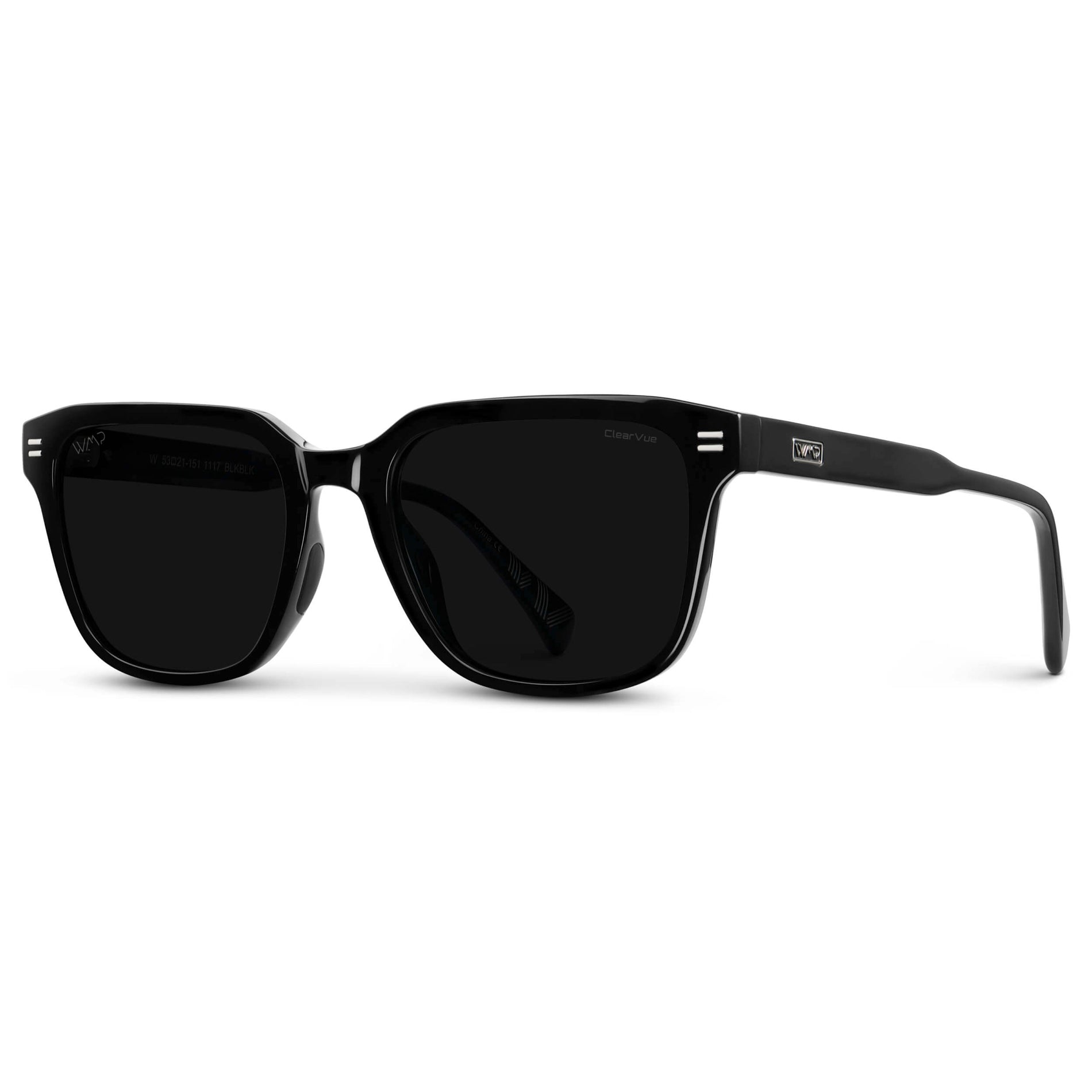 Black / Triple Black Lens || Men's Geometric Rectangular Non-Slip Golf Sunglasses with Black Acetate Frame and Triple Black Polarized Oleophobic Lens