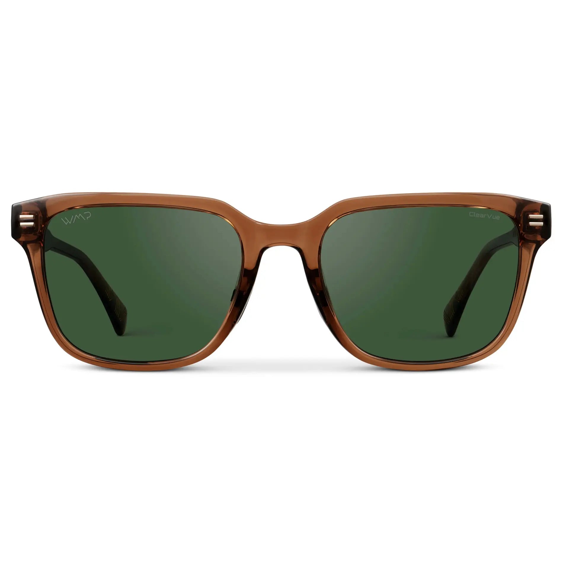 Canyon Brown / Smoke Green Lens || Men's Geometric Rectangular Non-Slip Golf Sunglasses with Canyon Brown Acetate Frame and Smoke Green Polarized Oleophobic Lens