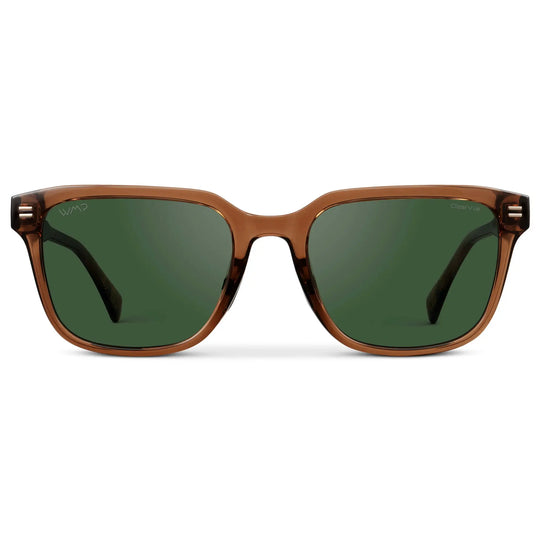 Canyon Brown / Smoke Green Lens || Men's Geometric Rectangular Non-Slip Golf Sunglasses with Canyon Brown Acetate Frame and Smoke Green Polarized Oleophobic Lens