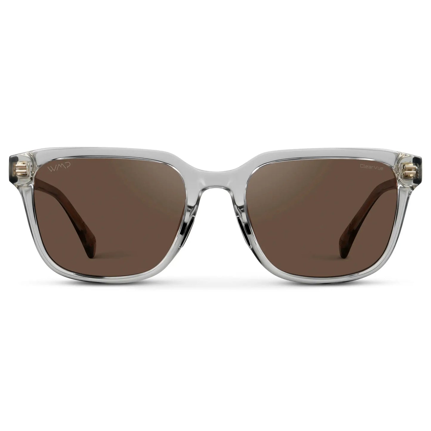 Crystal Ice Grey / Brown Lens || Men's Geometric Rectangular Non-Slip Golf Sunglasses with Crystal Ice Grey Acetate Frame and Brown Polarized Oleophobic Lens