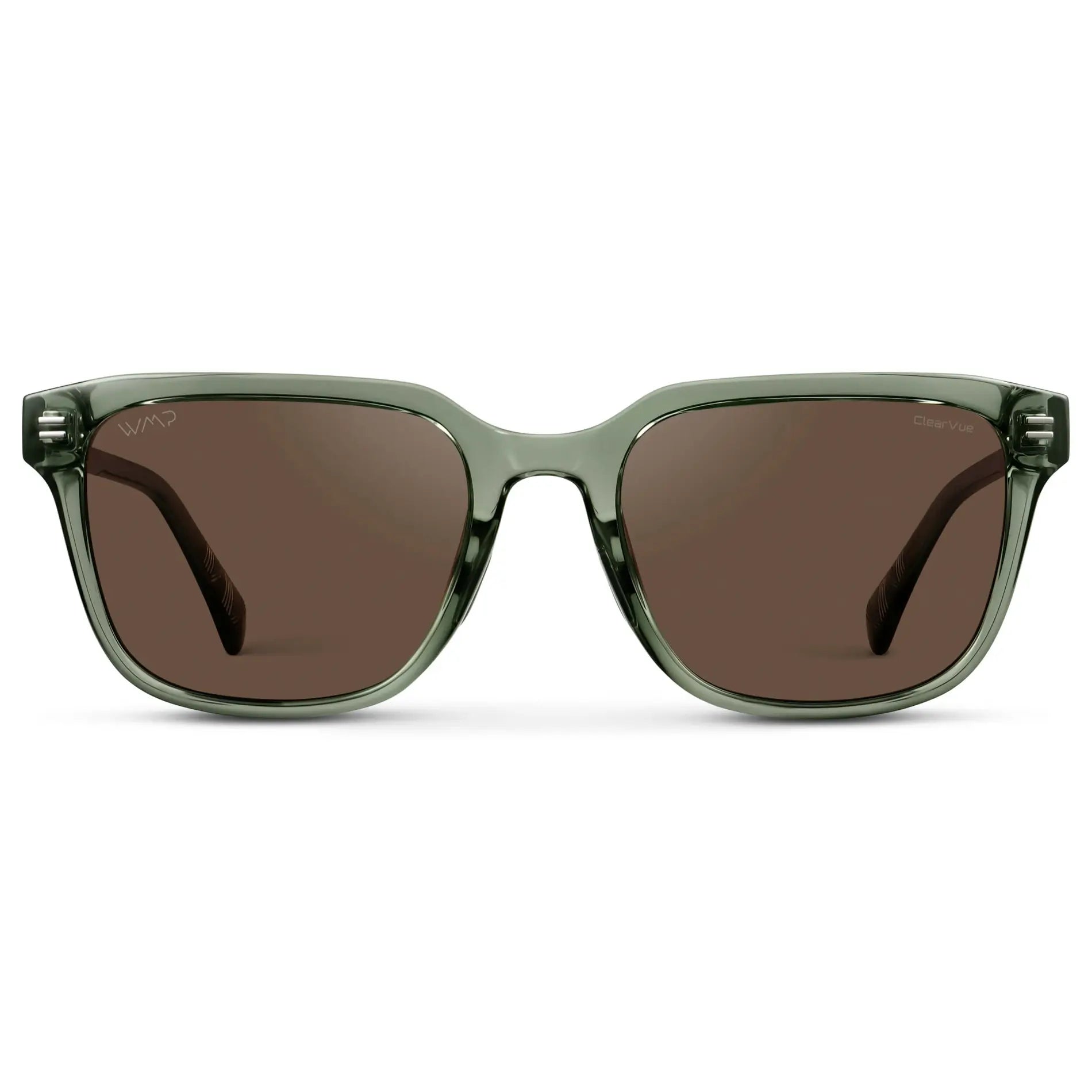 Crystal Agave Green / Brown Lens || Men's Geometric Rectangular Non-Slip Golf Sunglasses with Crystal Agave Green Acetate Frame and Brown Polarized Oleophobic Lens
