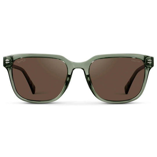 Crystal Agave Green / Brown Lens || Men's Geometric Rectangular Non-Slip Golf Sunglasses with Crystal Agave Green Acetate Frame and Brown Polarized Oleophobic Lens