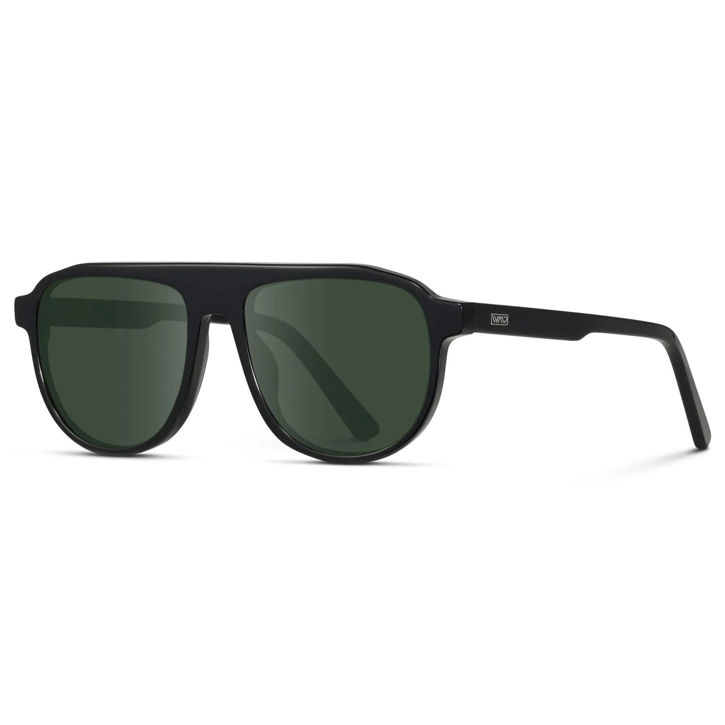 Glossy Black / G15 || Men's Aviator Prescription Sunglasses with Black Frame and Green Lenses