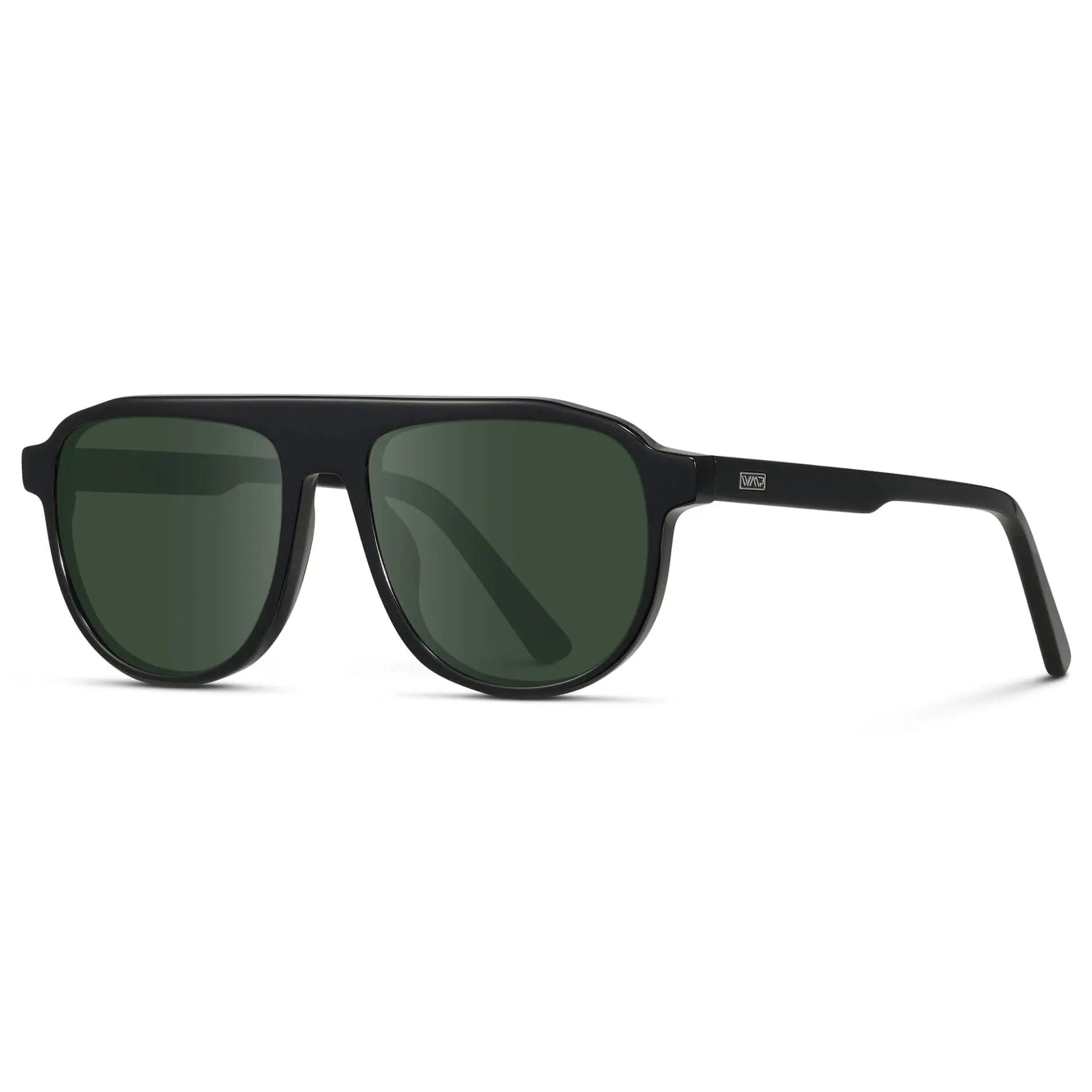 Glossy Black / G15 || Men's Aviator Prescription Sunglasses with Black Frame and Green Lenses