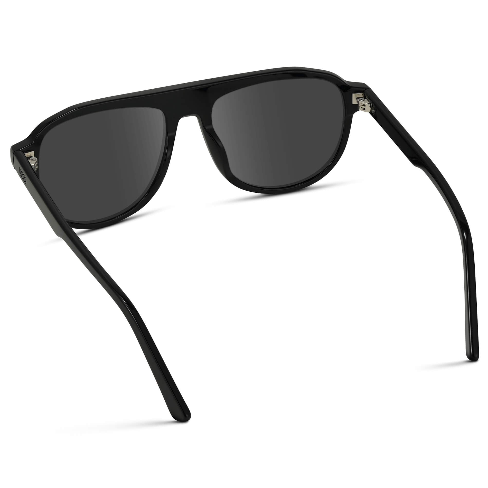Glossy Black / Grey Lens || Aviator Sunglasses with Black Frame and Grey Lenses