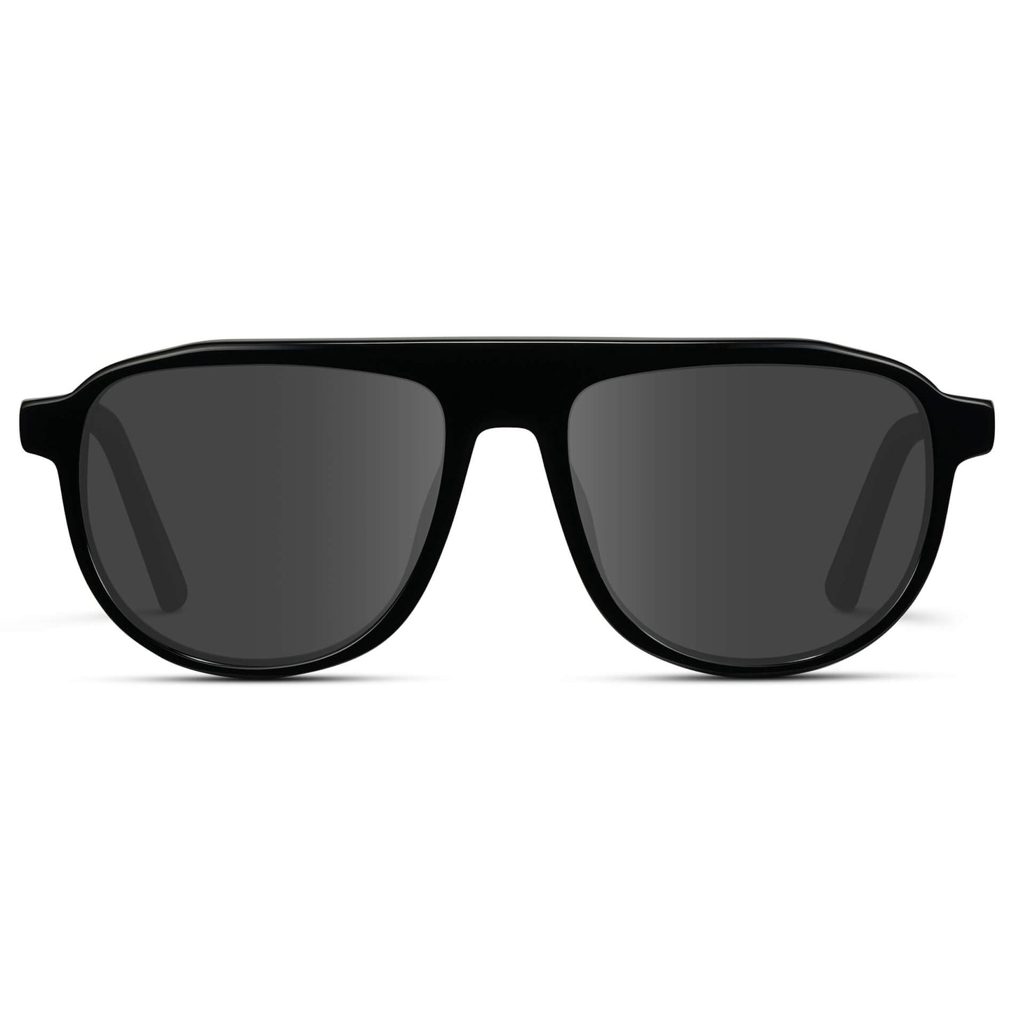 Glossy Black / Grey Lens || Aviator Sunglasses with Black Frame and Grey Lenses