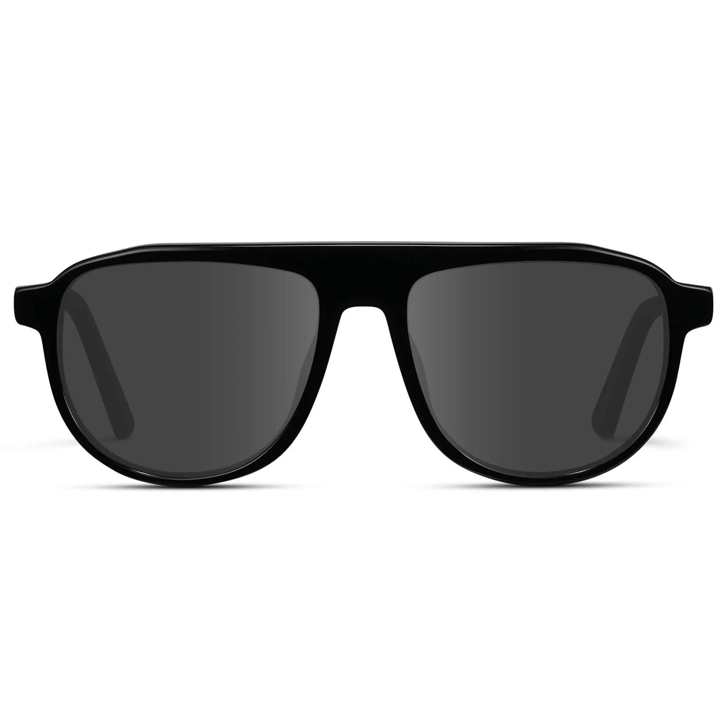 Glossy Black / Grey || Men's Aviator Prescription Sunglasses with Black Frame and Grey Lenses