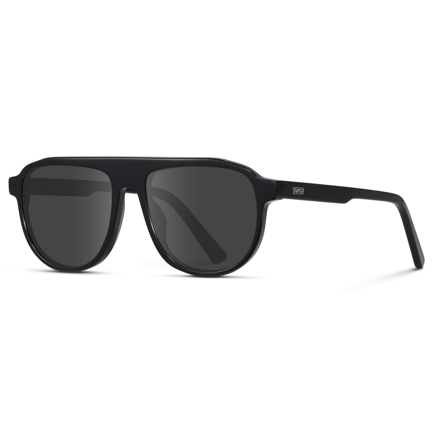 Glossy Black / Grey Lens || Aviator Sunglasses with Black Frame and Grey Lenses