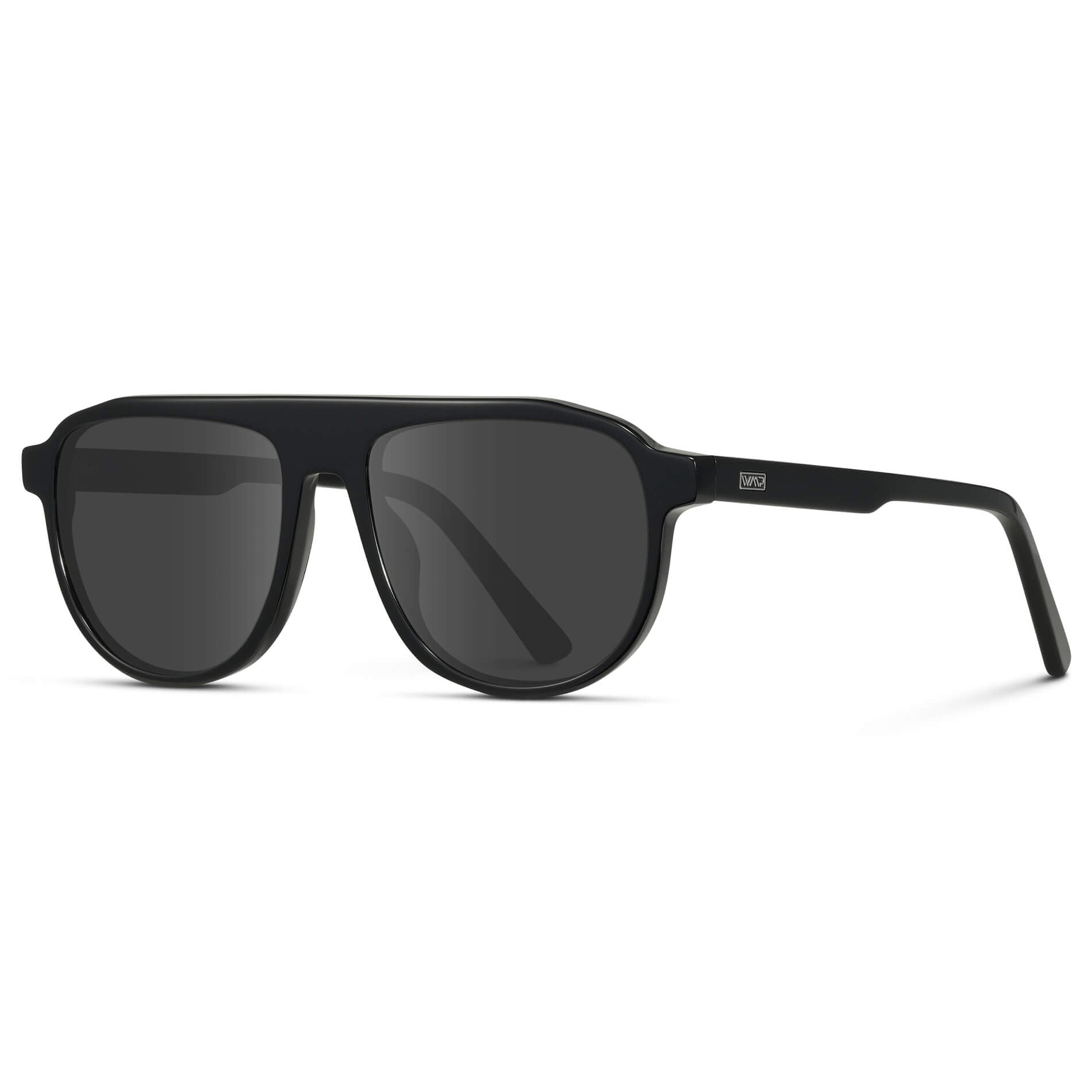 Glossy Black / Grey Lens || Aviator Sunglasses with Black Frame and Grey Lenses