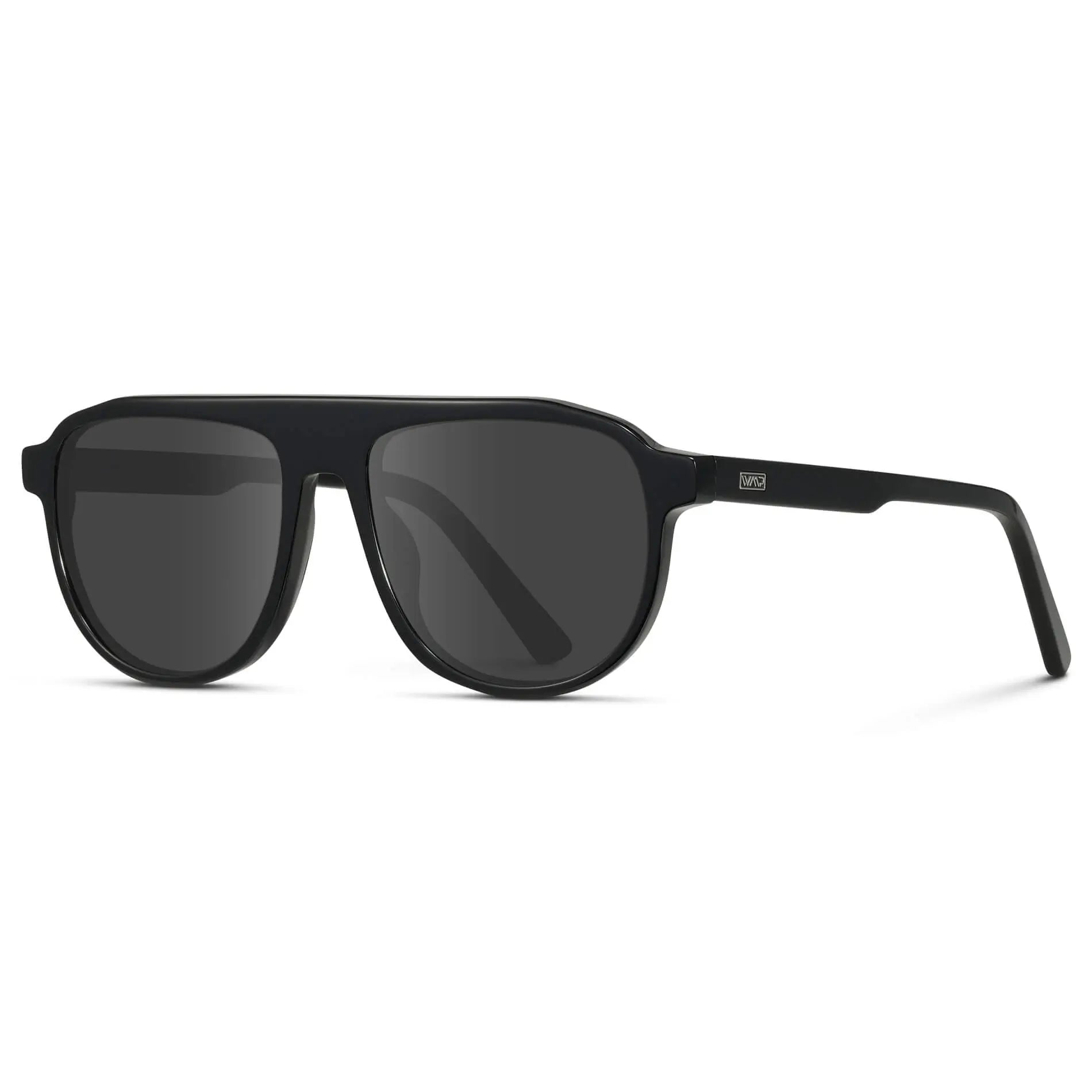 Glossy Black / Grey || Men's Aviator Prescription Sunglasses with Black Frame and Grey Lenses