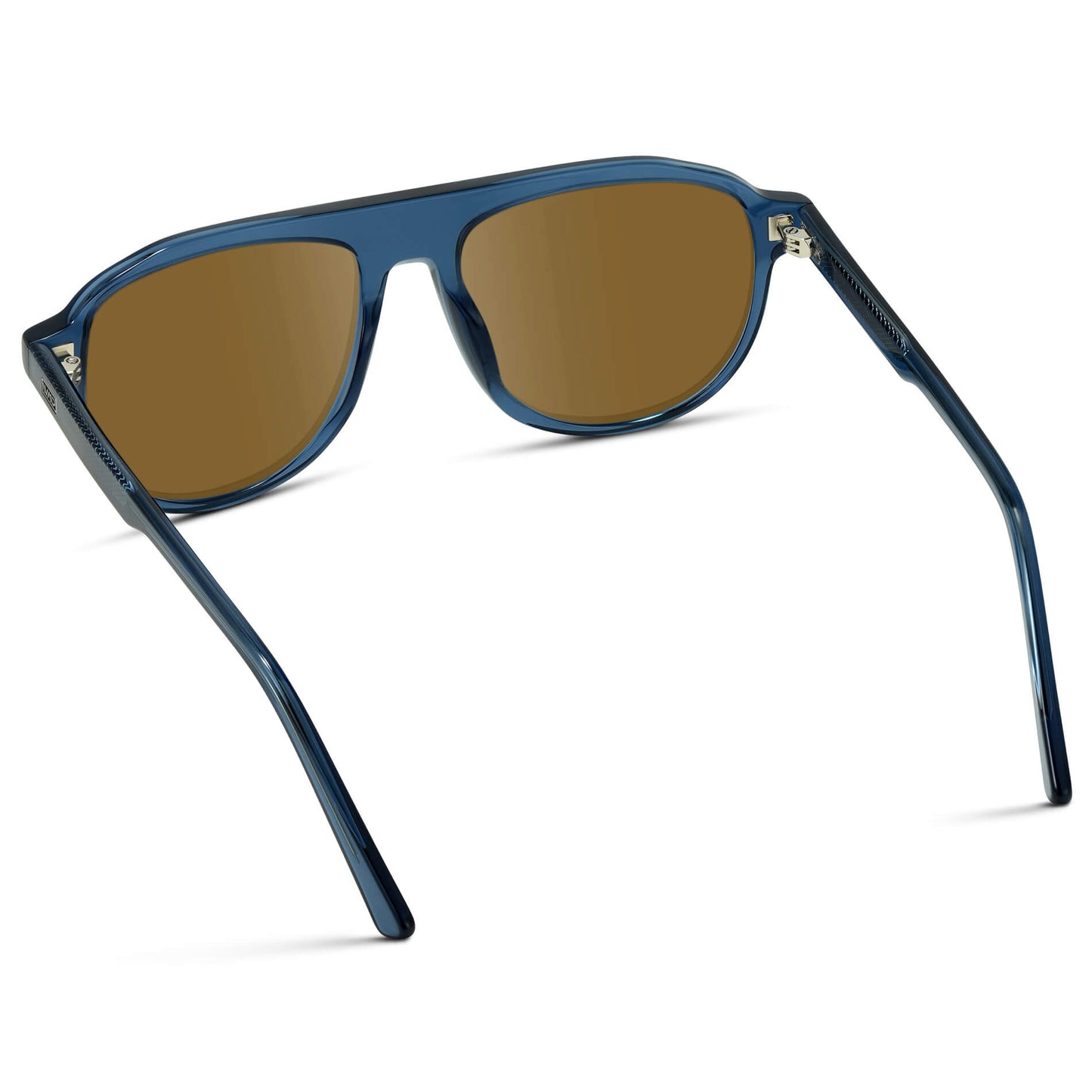 Crystal Cobalt / Amber Lens || Aviator Prescription Sunglasses with Blue Frame and Brown Lens