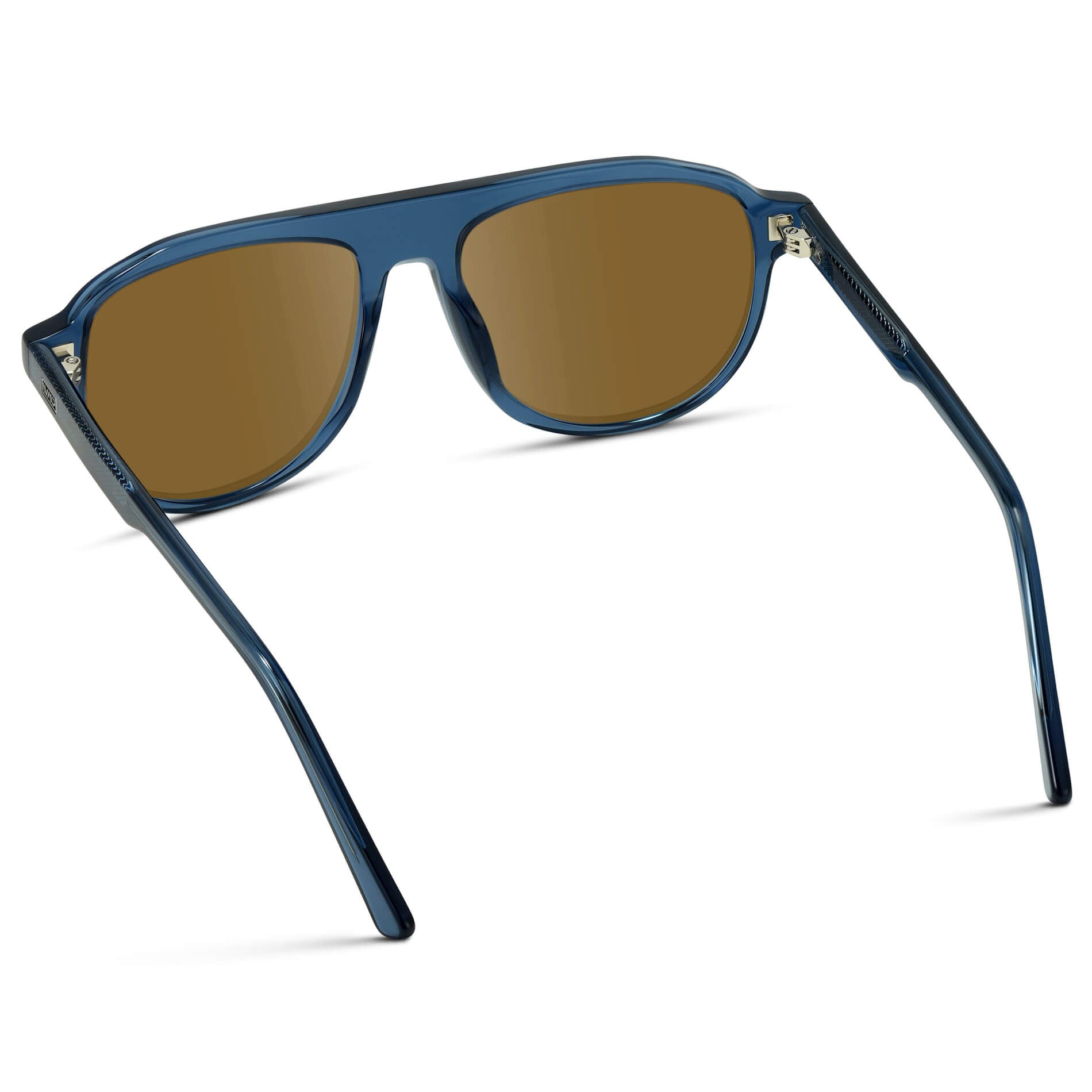 Crystal Cobalt / Amber Lens || Aviator Prescription Sunglasses with Blue Frame and Brown Lens