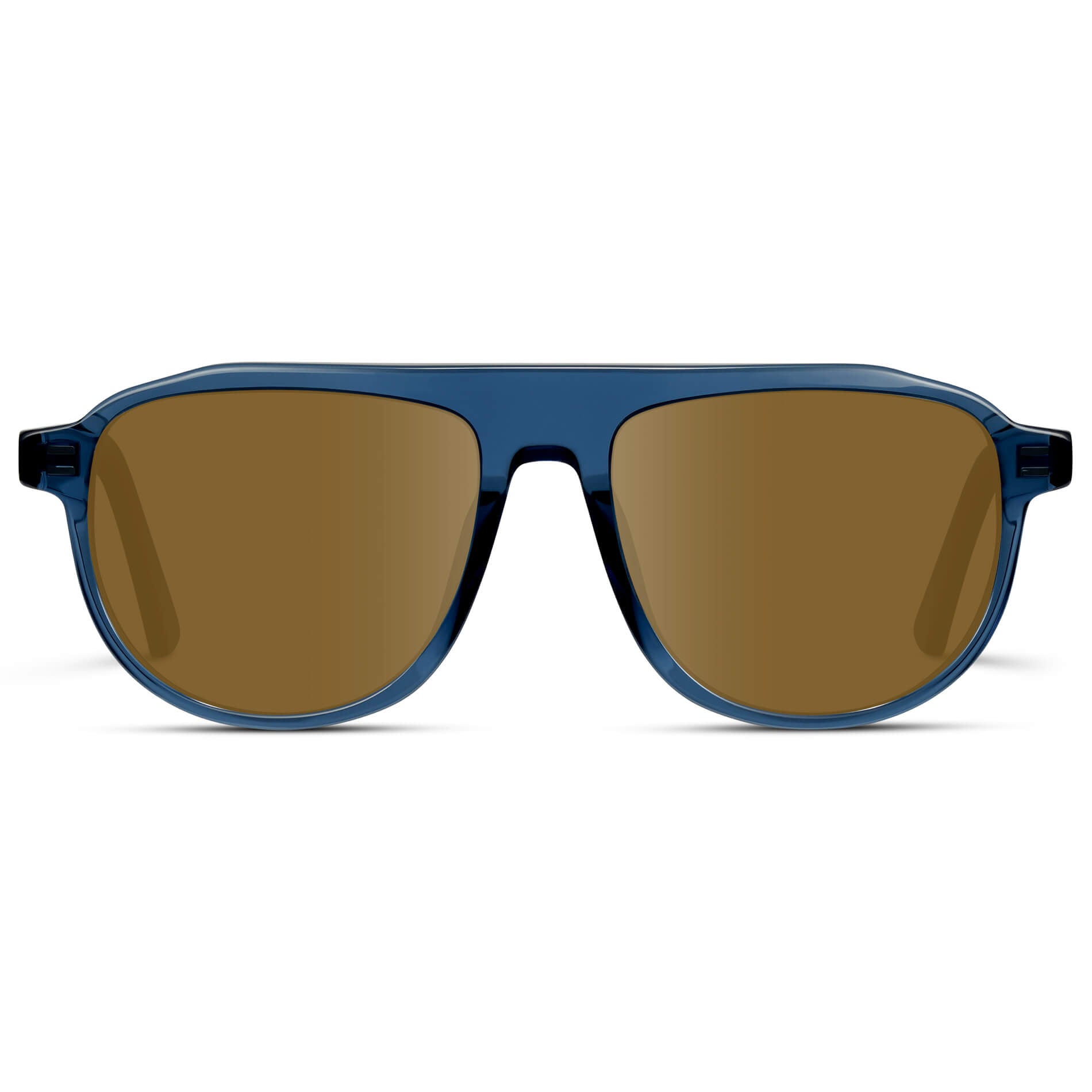 Crystal Cobalt / Amber Lens || Aviator Prescription Sunglasses with Blue Frame and Brown Lens