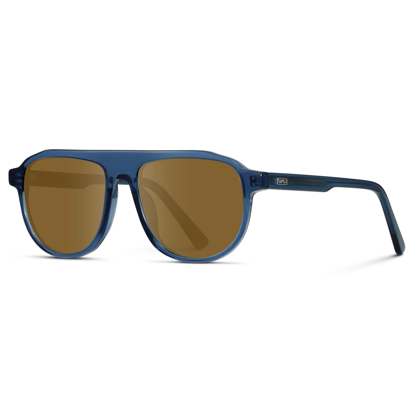 Crystal Cobalt / Amber Lens || Aviator Prescription Sunglasses with Blue Frame and Brown Lens