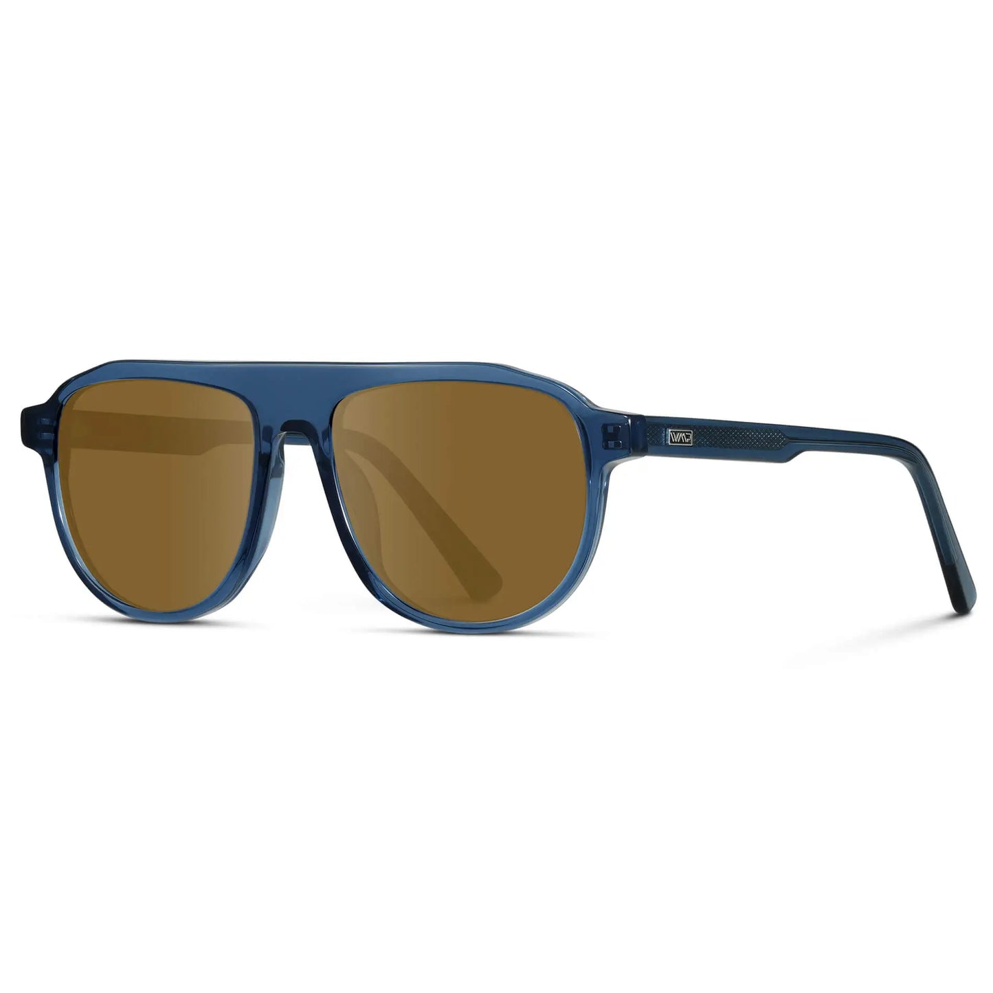 Crystal Cobalt / Amber || Men's Aviator Prescription Sunglasses with Blue Frame and Brown Lens