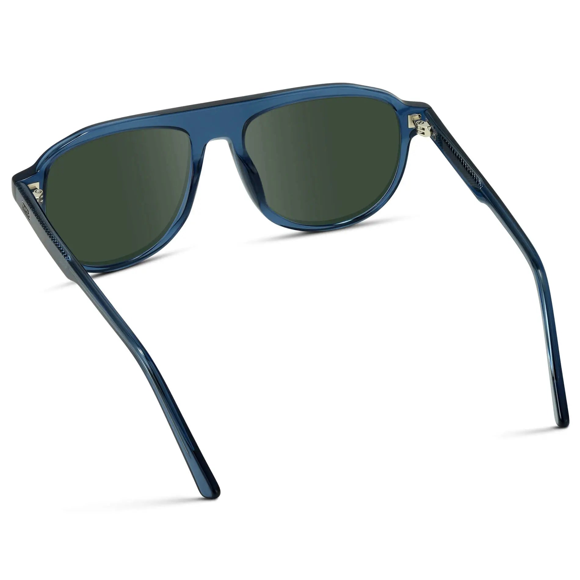 Crystal Cobalt / G15 || Men's Aviator Prescription Sunglasses with Blue Frame and Green Lens