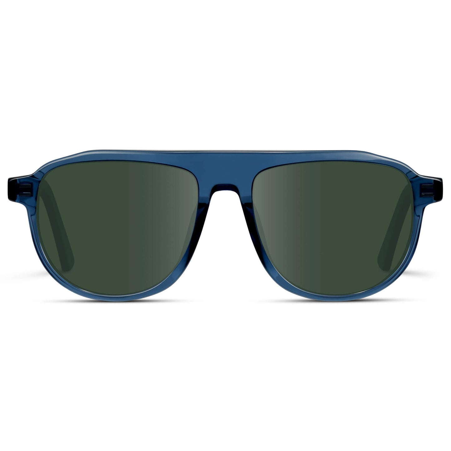 Crystal Cobalt / G15 Lens || Aviator Prescription Sunglasses with Blue Frame and Green Lens