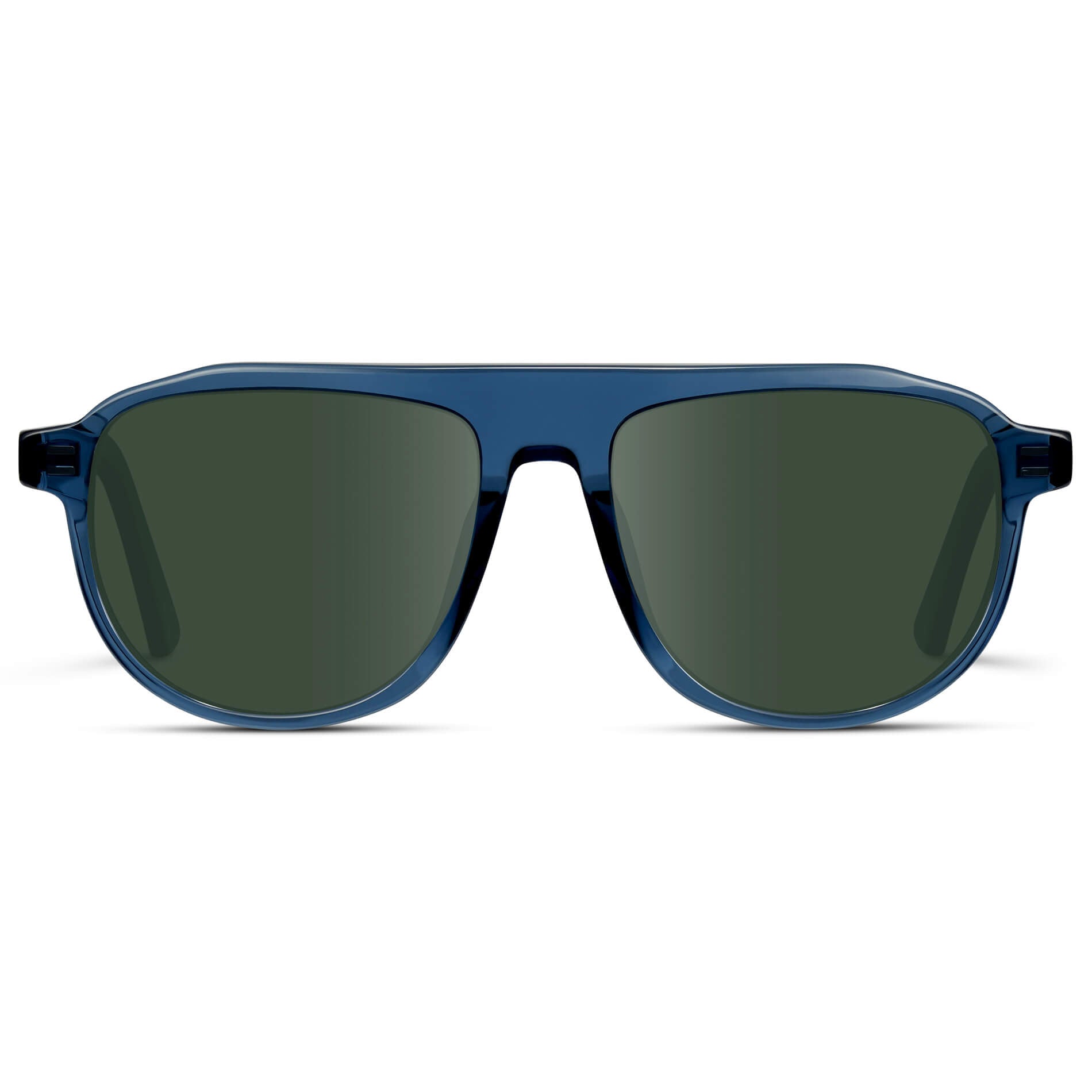 Crystal Cobalt / G15 Lens || Aviator Prescription Sunglasses with Blue Frame and Green Lens