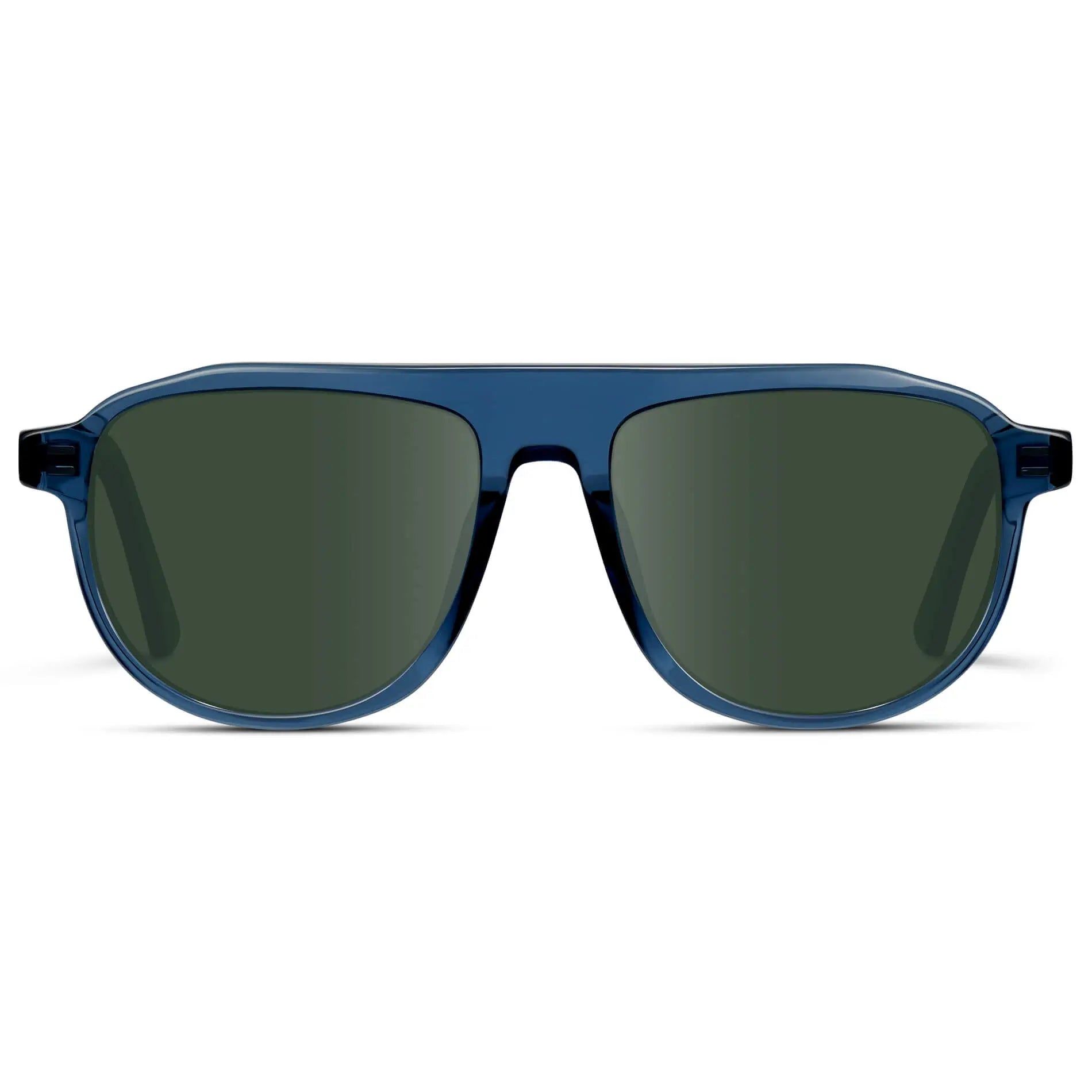 Crystal Cobalt / G15 || Men's Aviator Prescription Sunglasses with Blue Frame and Green Lens