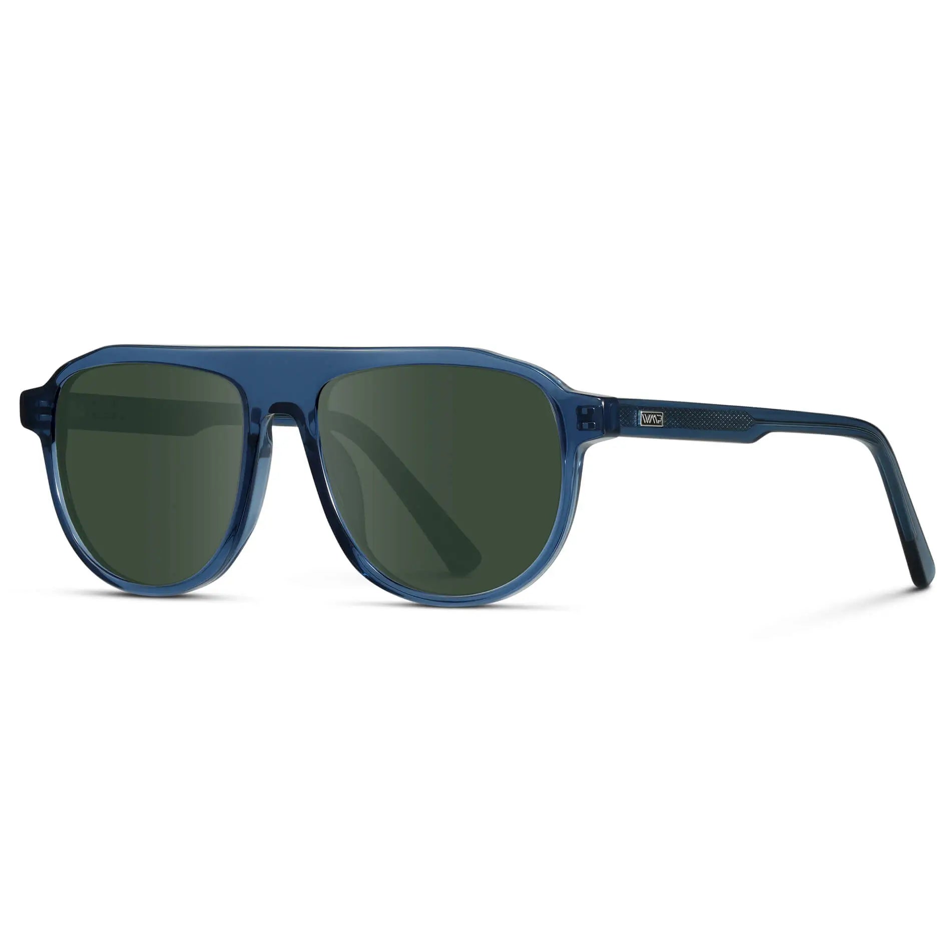 Crystal Cobalt / G15 || Men's Aviator Prescription Sunglasses with Blue Frame and Green Lens