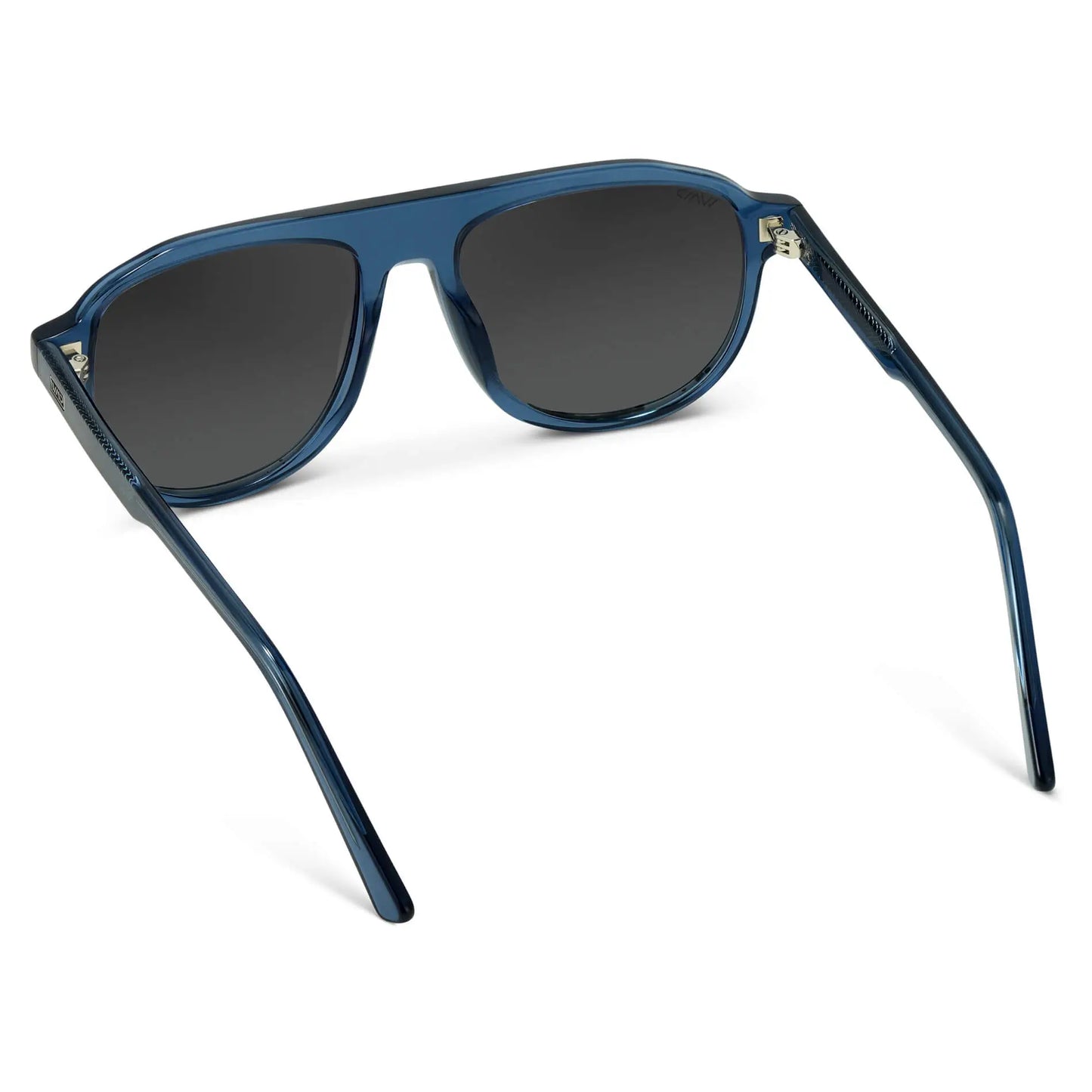 Crystal Cobalt / Smoke Gradient Lens || Blue Aviator Sunglasses with Black Polarized Lenses