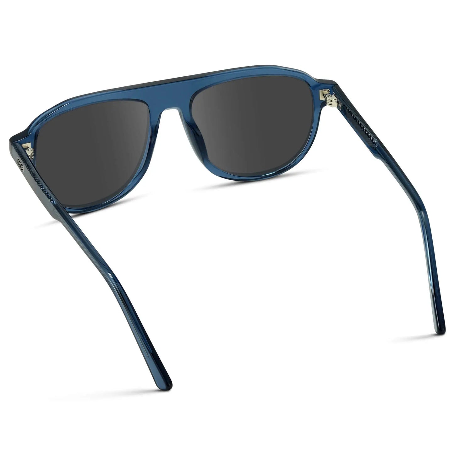 Crystal Cobalt / Grey || Men's Aviator Prescription Sunglasses with Blue Frame and Grey Lens