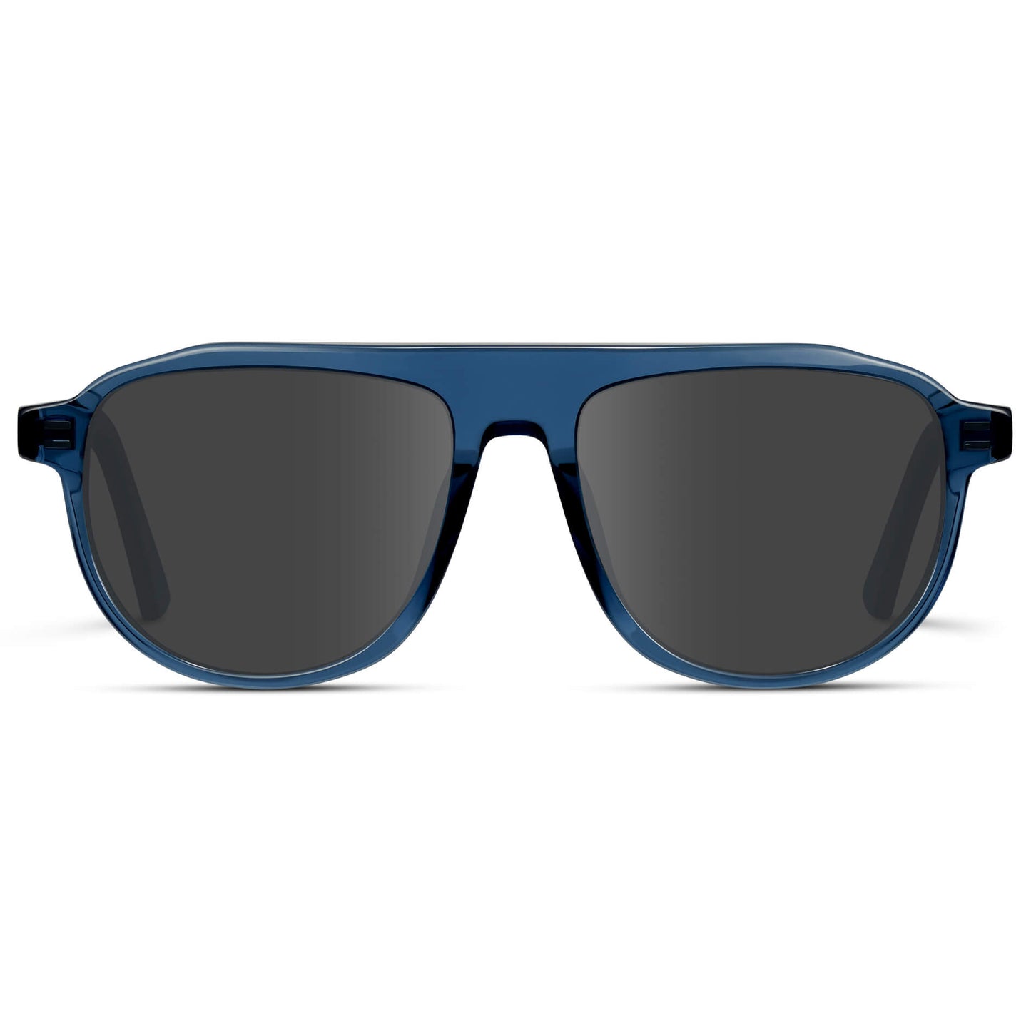 Crystal Cobalt / Grey Lens || Aviator Prescription Sunglasses with Blue Frame and Grey Lens
