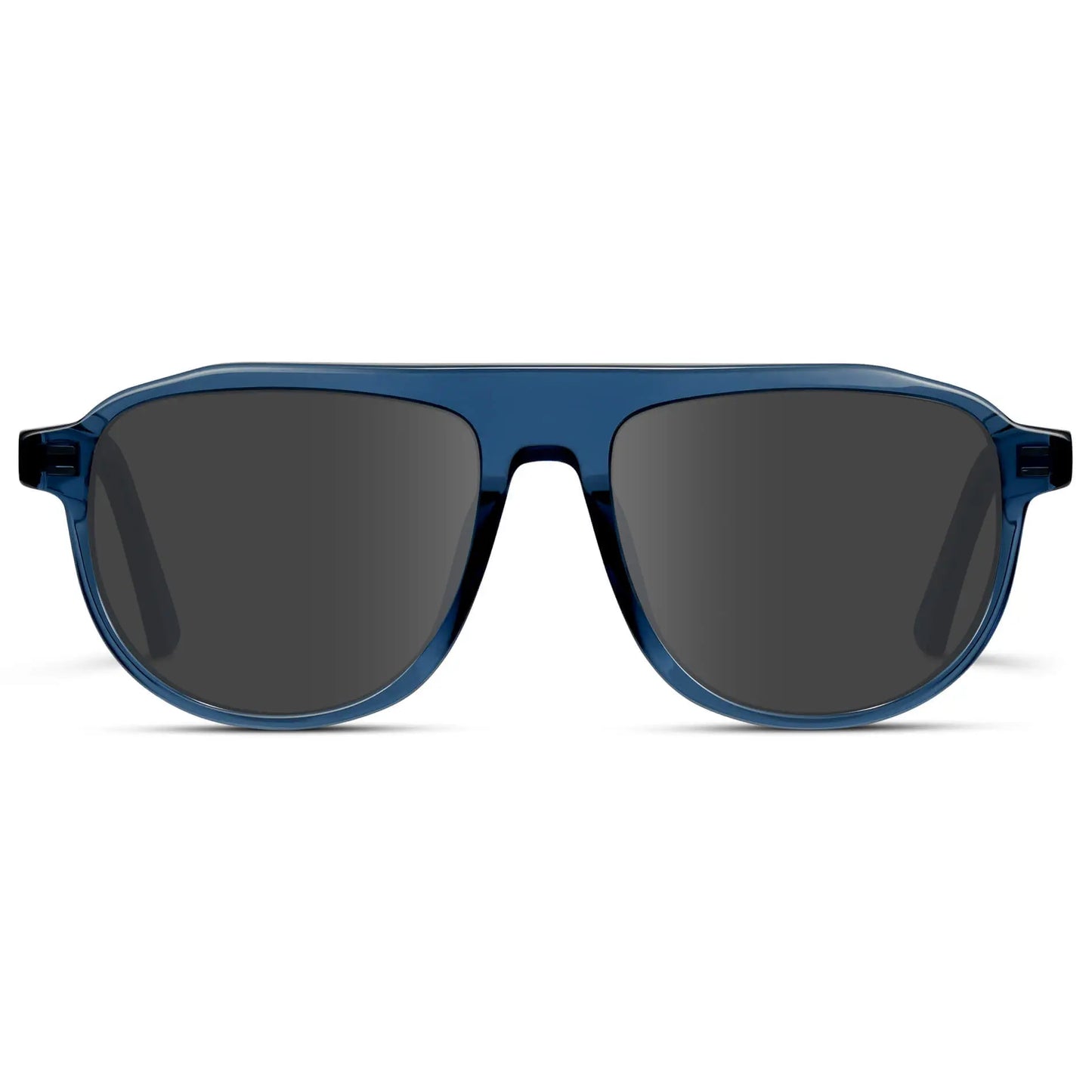 Crystal Cobalt / Grey || Men's Aviator Prescription Sunglasses with Blue Frame and Grey Lens